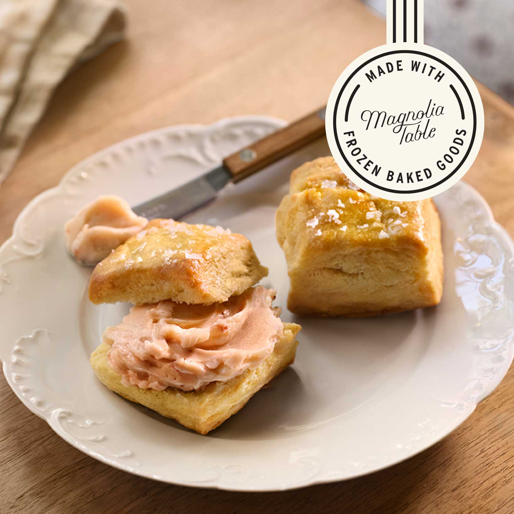 Jo's Way Biscuits + Strawberry Butter Recipe - made with Magnoliass Table Frozen Baked Goods