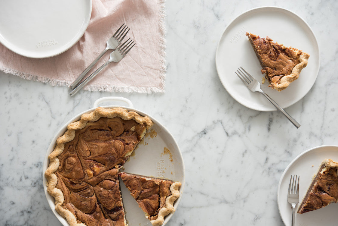 Raspberry Cheesecake Brownie Pie