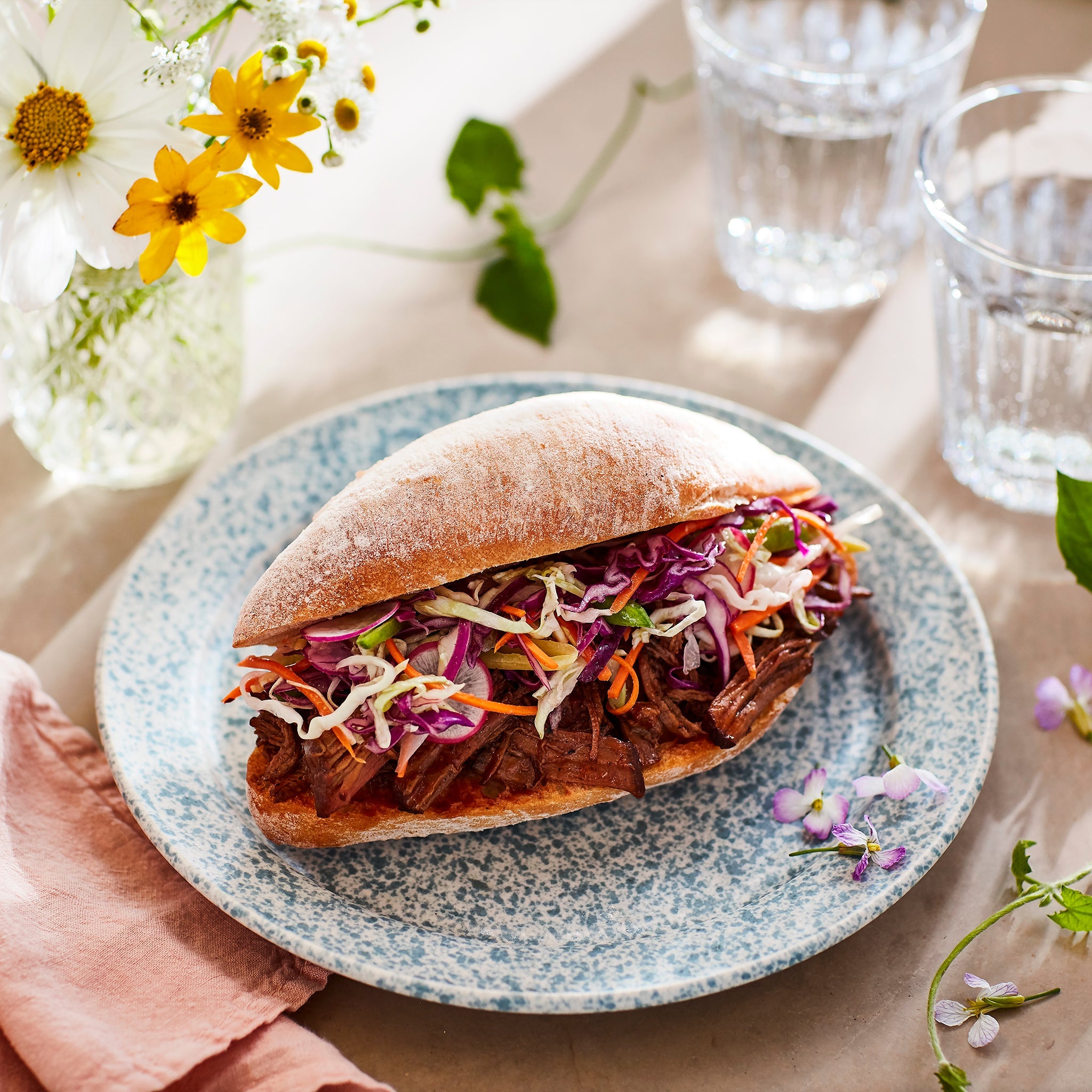 Ranch to Table Pulled Brisket Sandwich