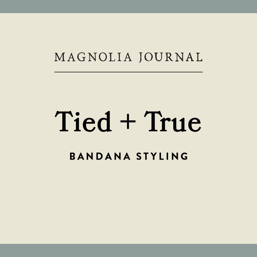 Blue and cream graphic that reads “Tied + True."