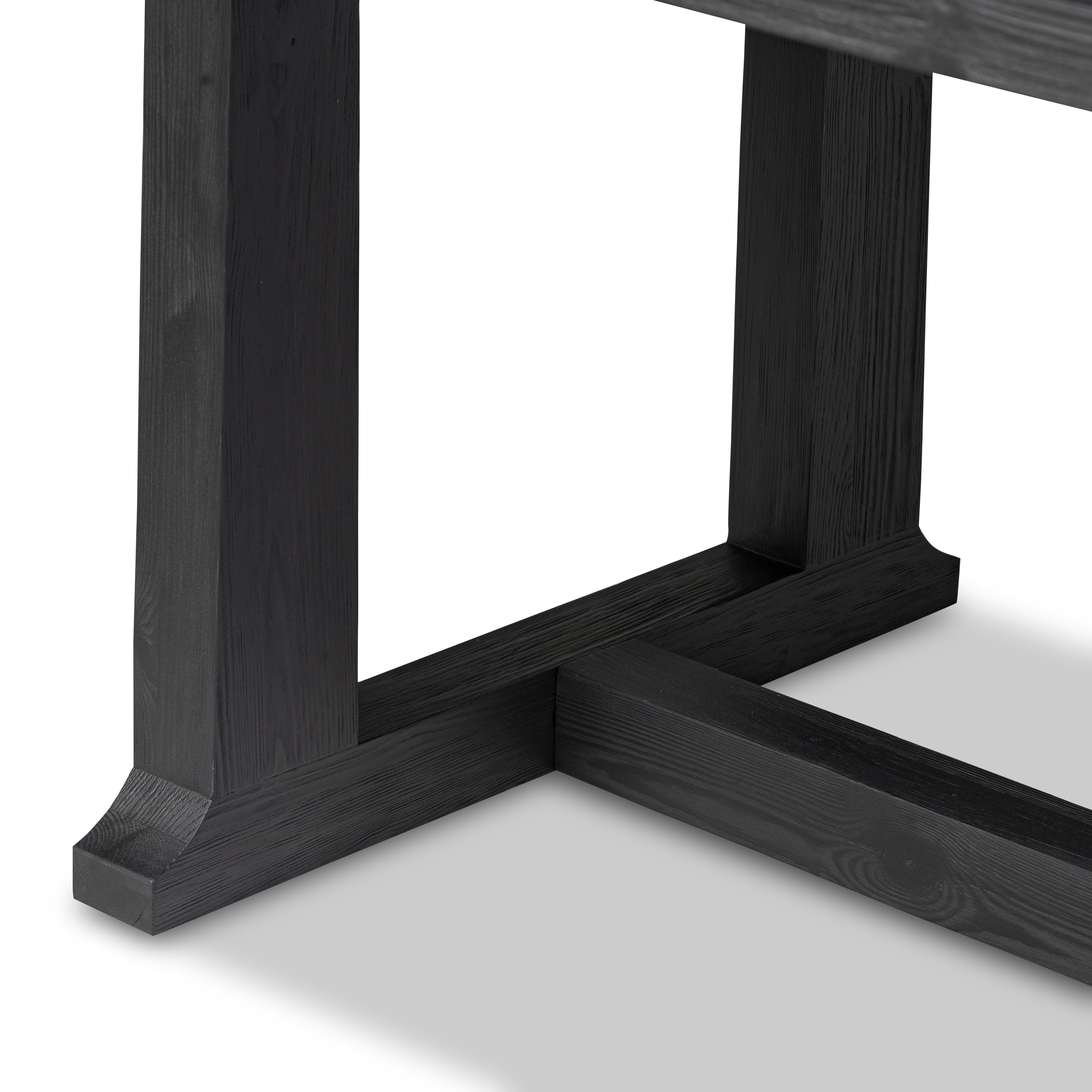 Holden Table in black pine legs up close