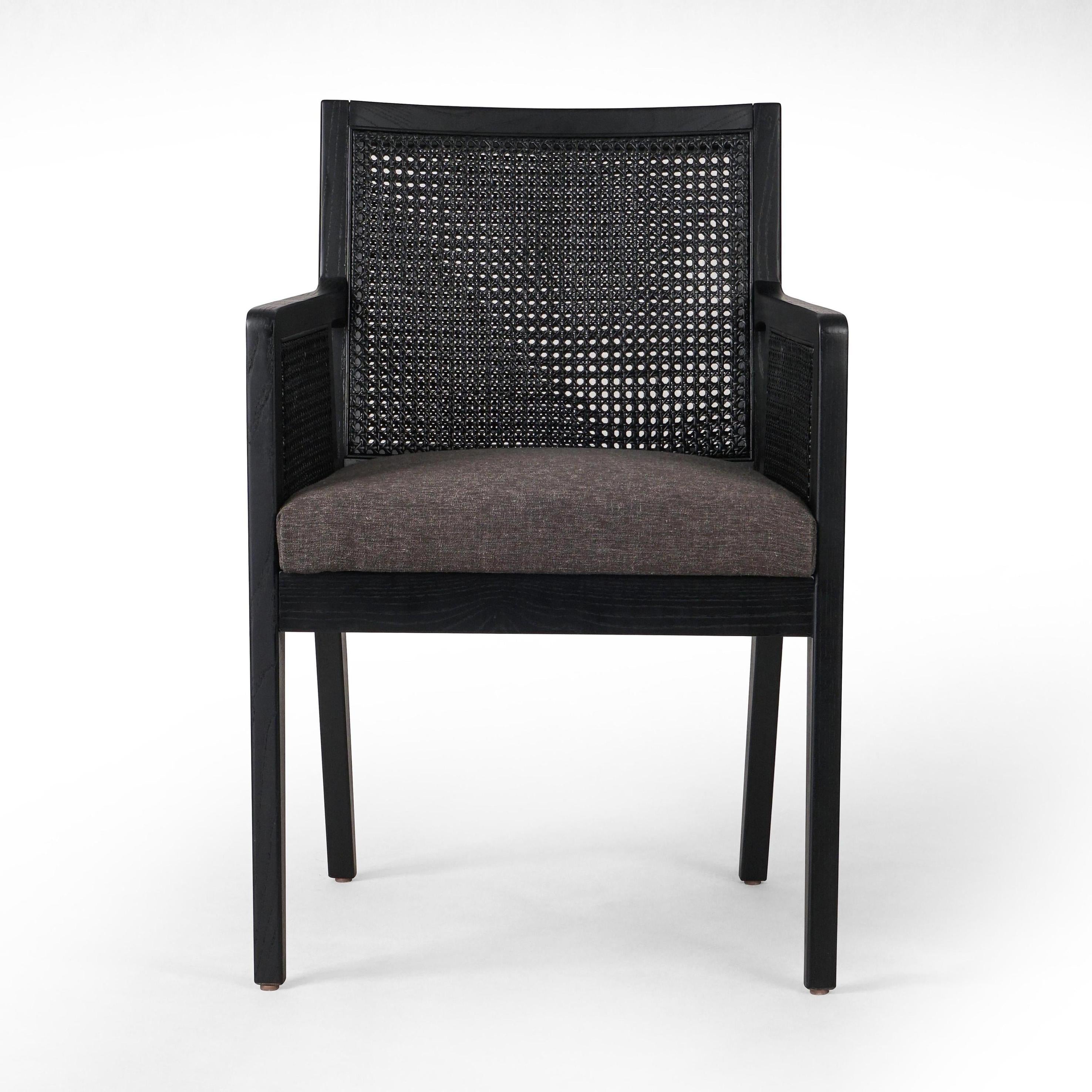Lita Dining Armchair in black front view