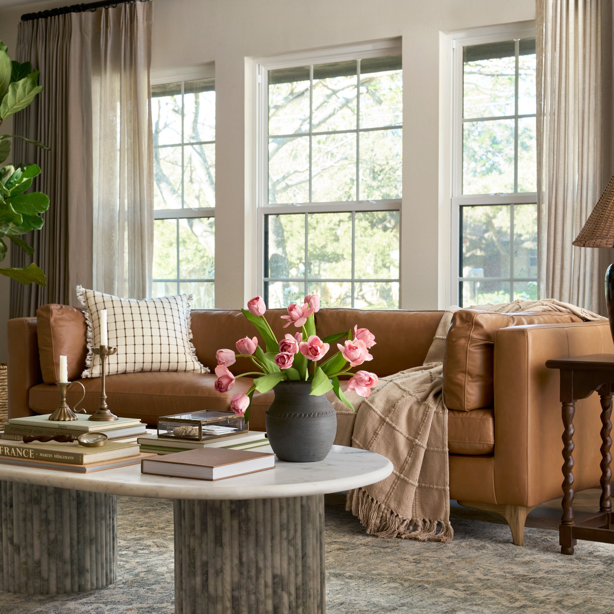 Juniper Leather Sofa in a room