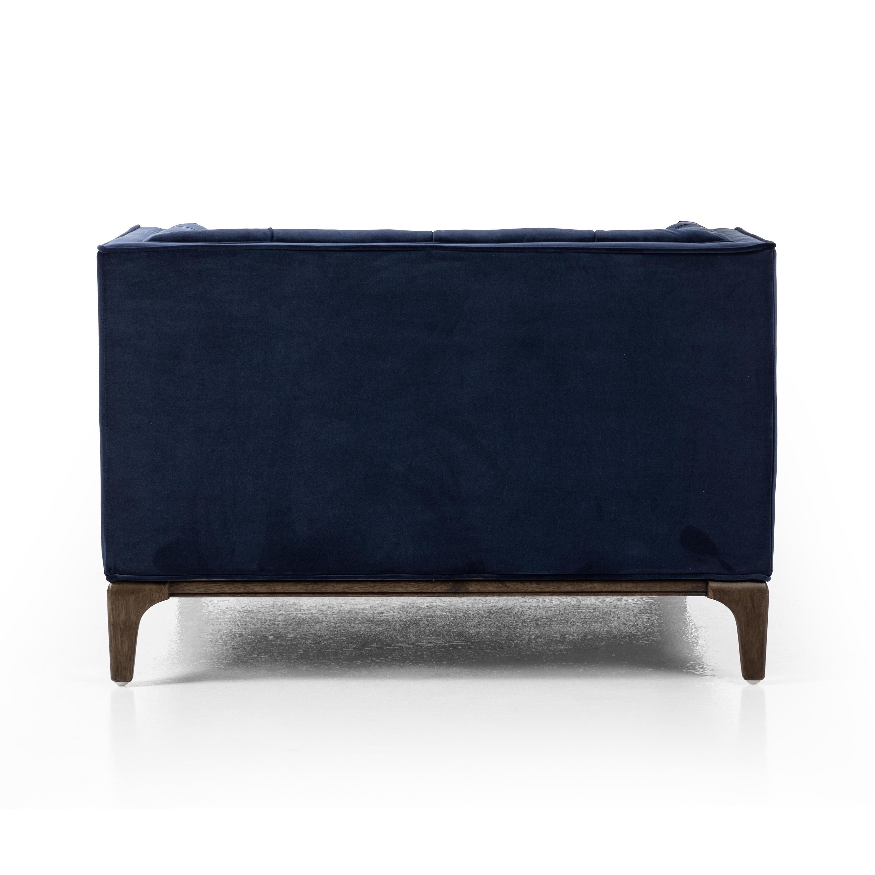 Elsie Chaise in midnight velvet back view