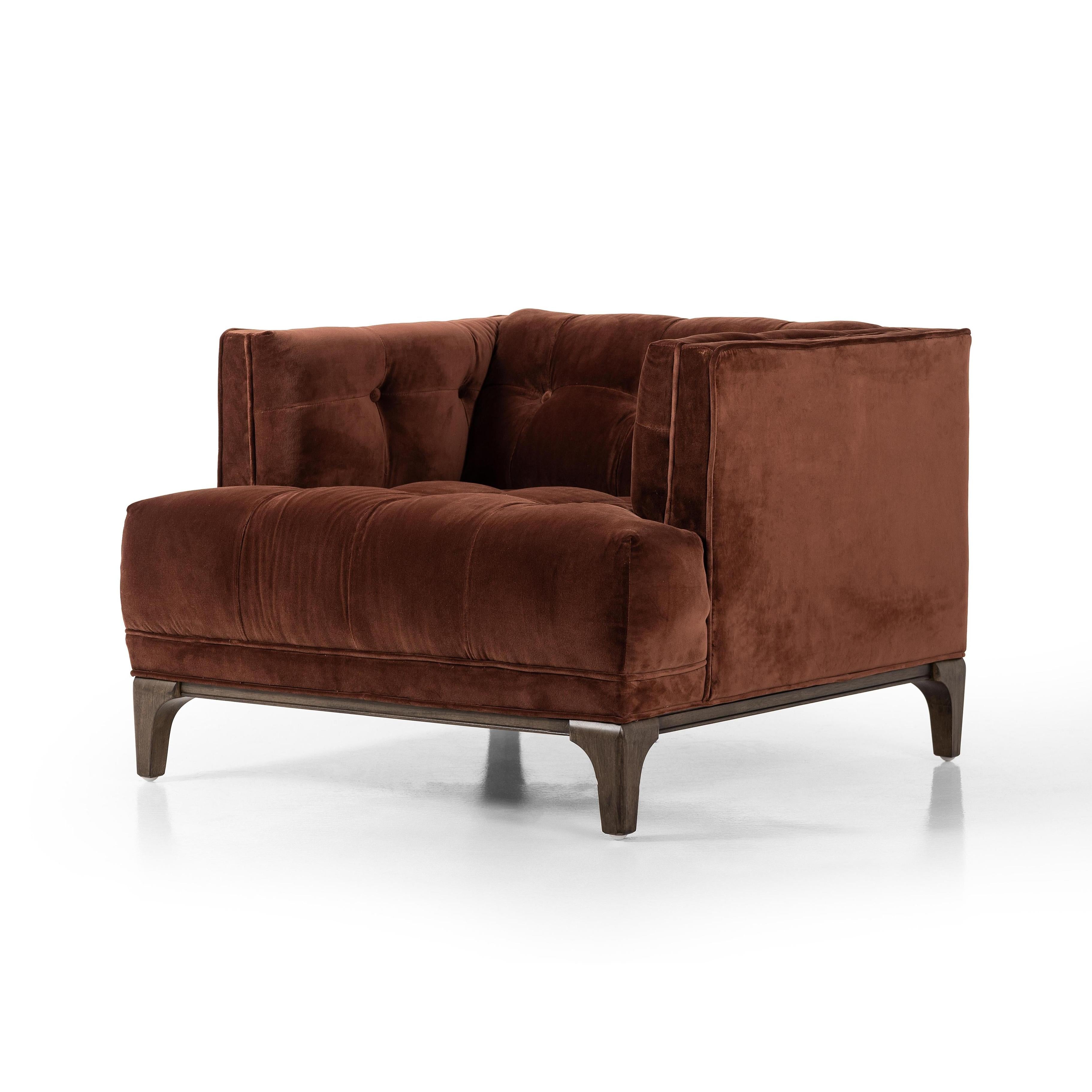 Elsie Chair in auburn velvet angled view