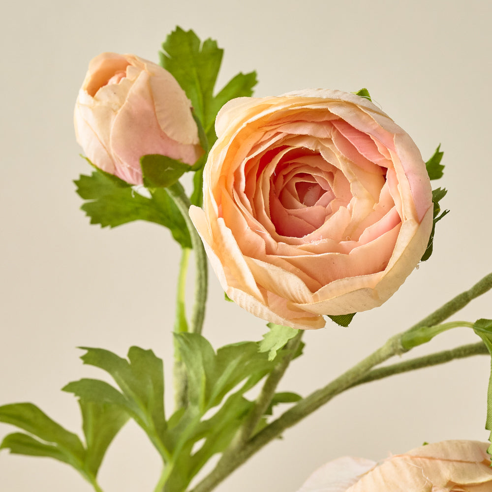 Yellow Real Touch Ranunculus Stem up close