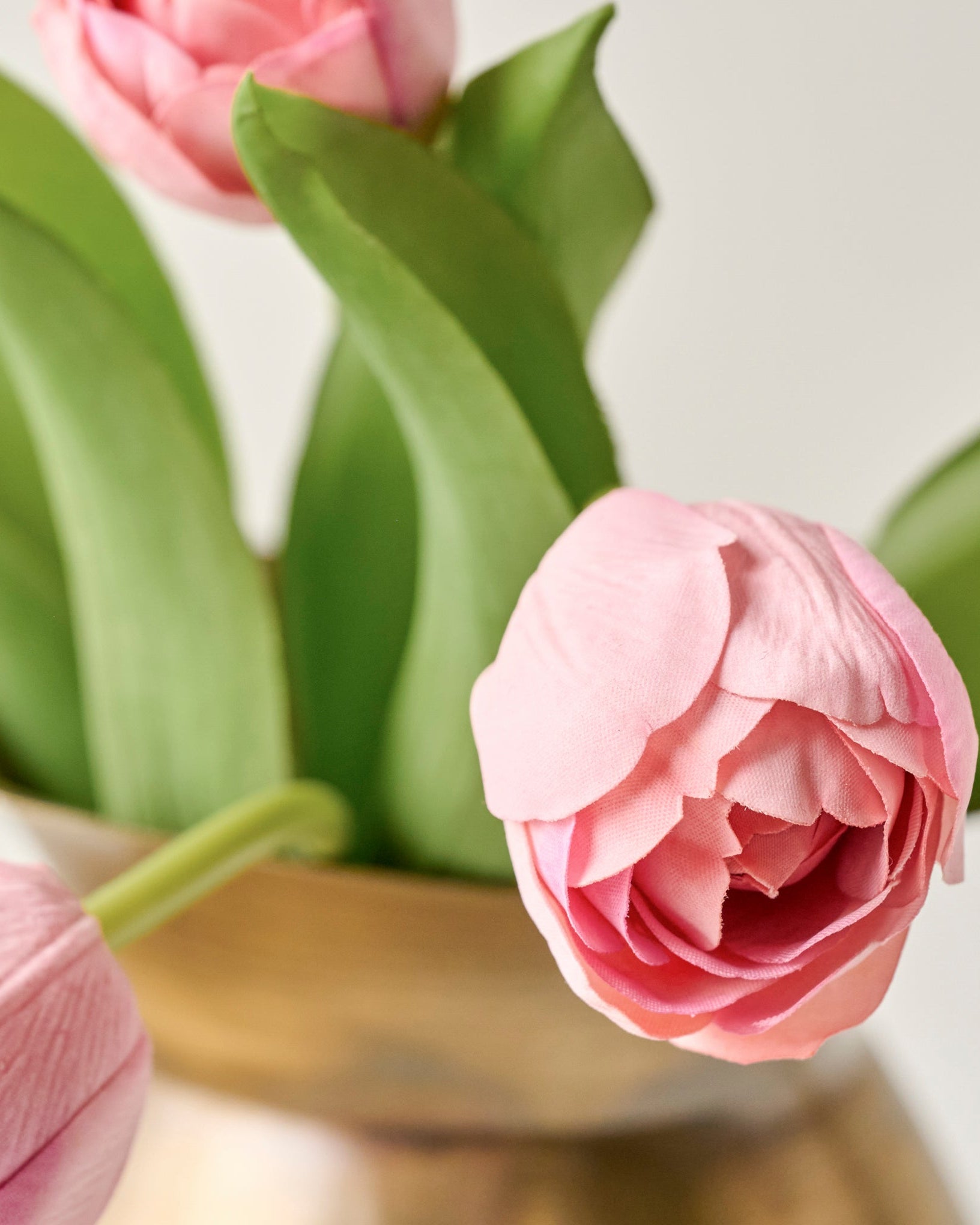 Pink Real Touch Tulip Bundle up close