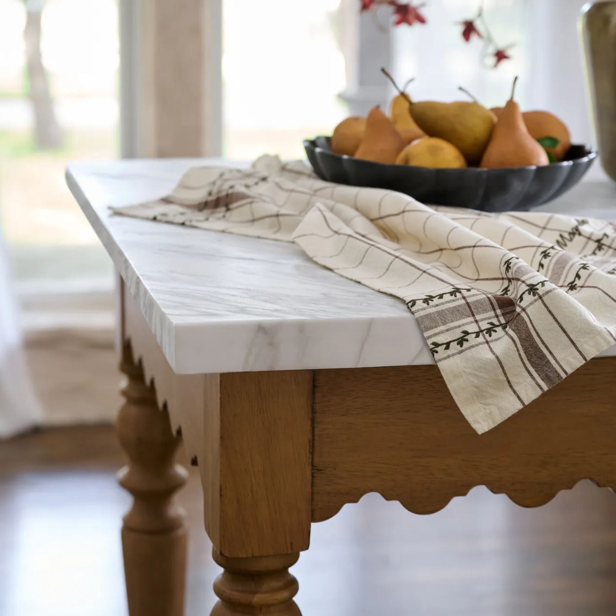 Sadie Scalloped Kitchen Island shown in kitchen up close
