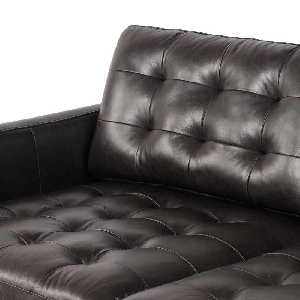  Novak Sofa in sonoma black leather close up of sofa seat and back rest