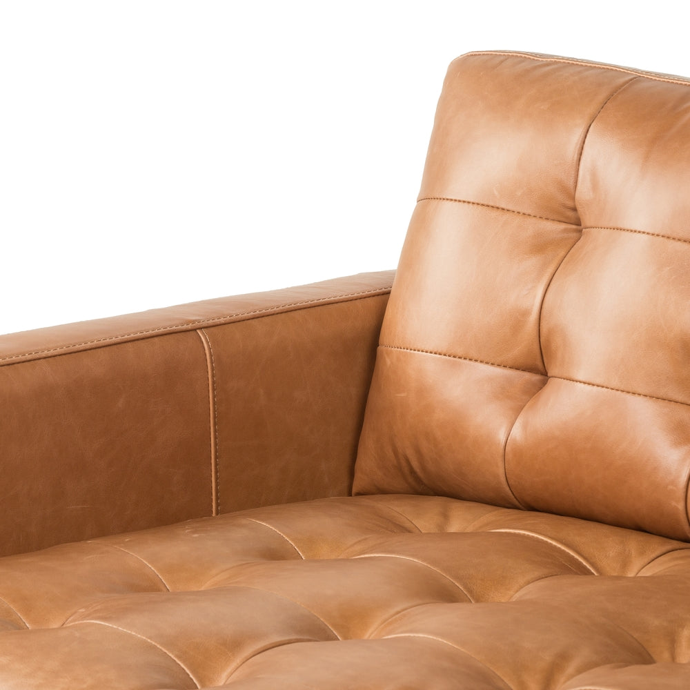 Novak Sofa in sonoma butterscotch leather close up