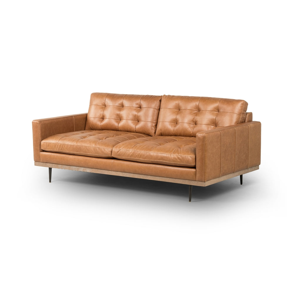 Novak Sofa in sonoma butterscotch leather angled