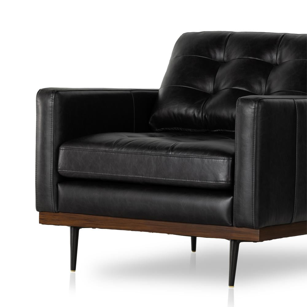 Novak Chair sonoma black leather close up