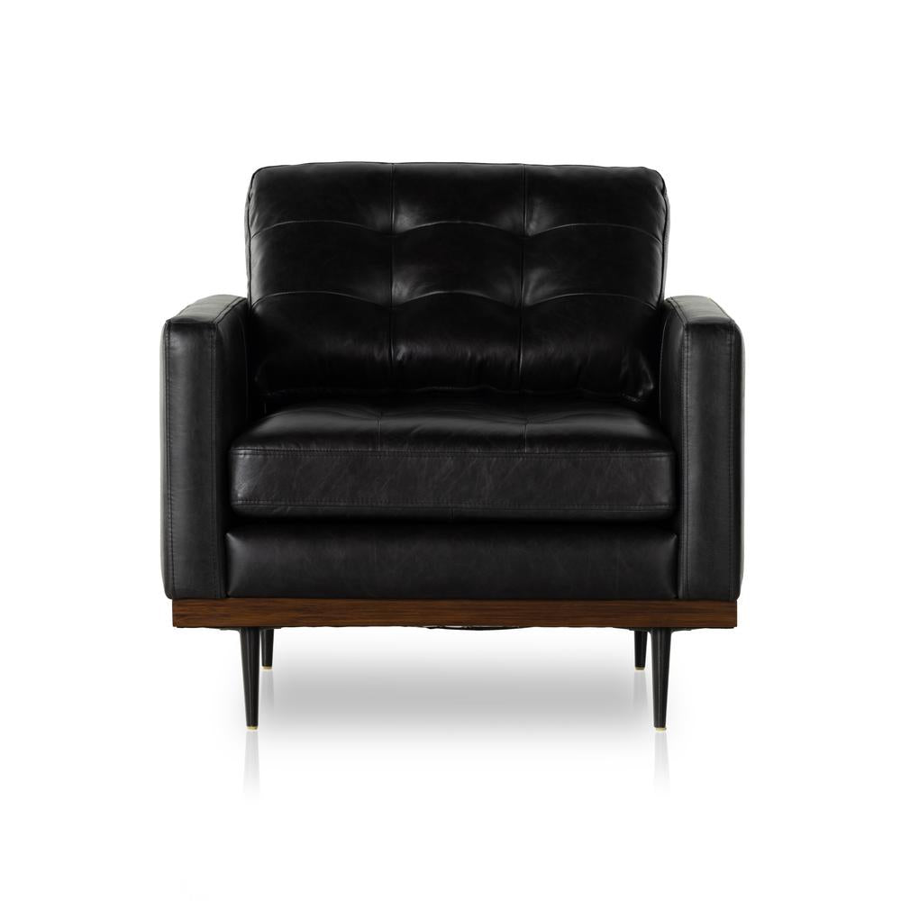 Novak Chair sonoma black leather front view