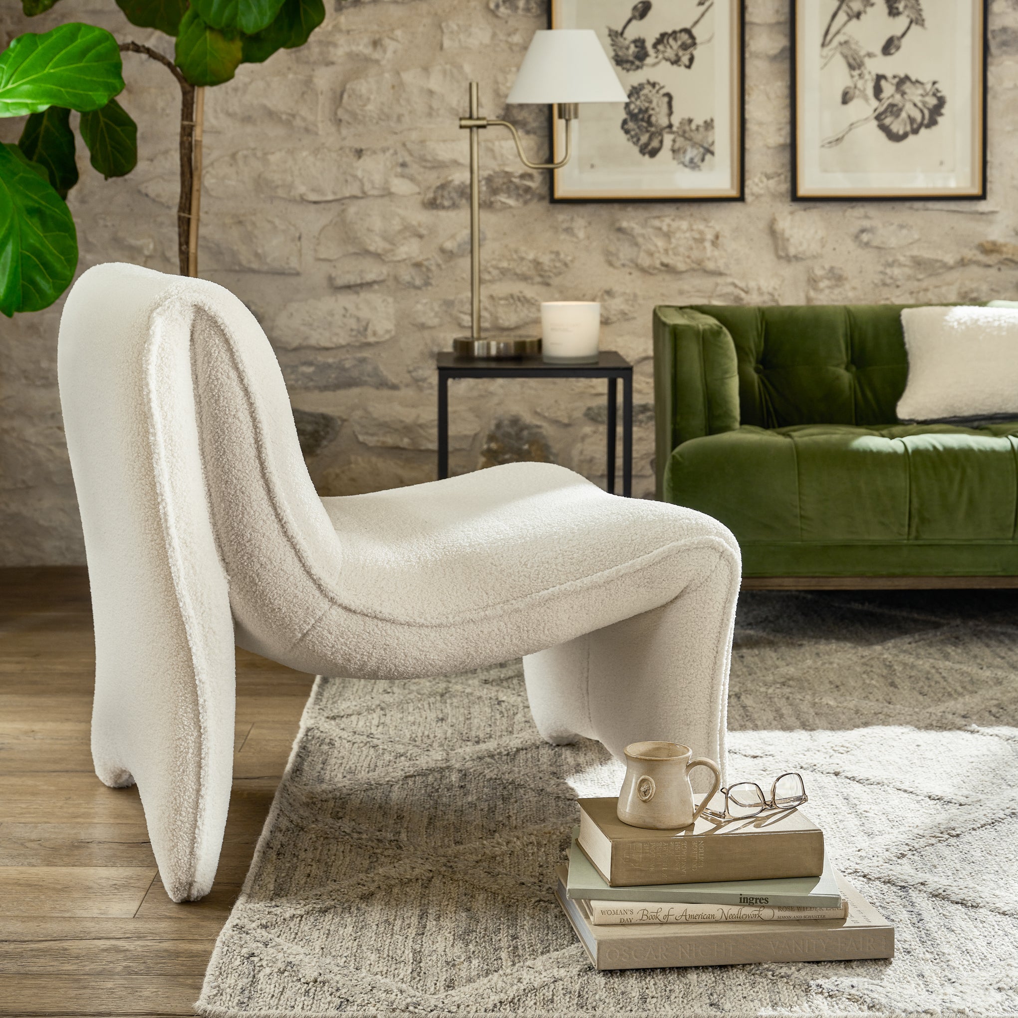 Hunter Oatmeal Rug in a living room