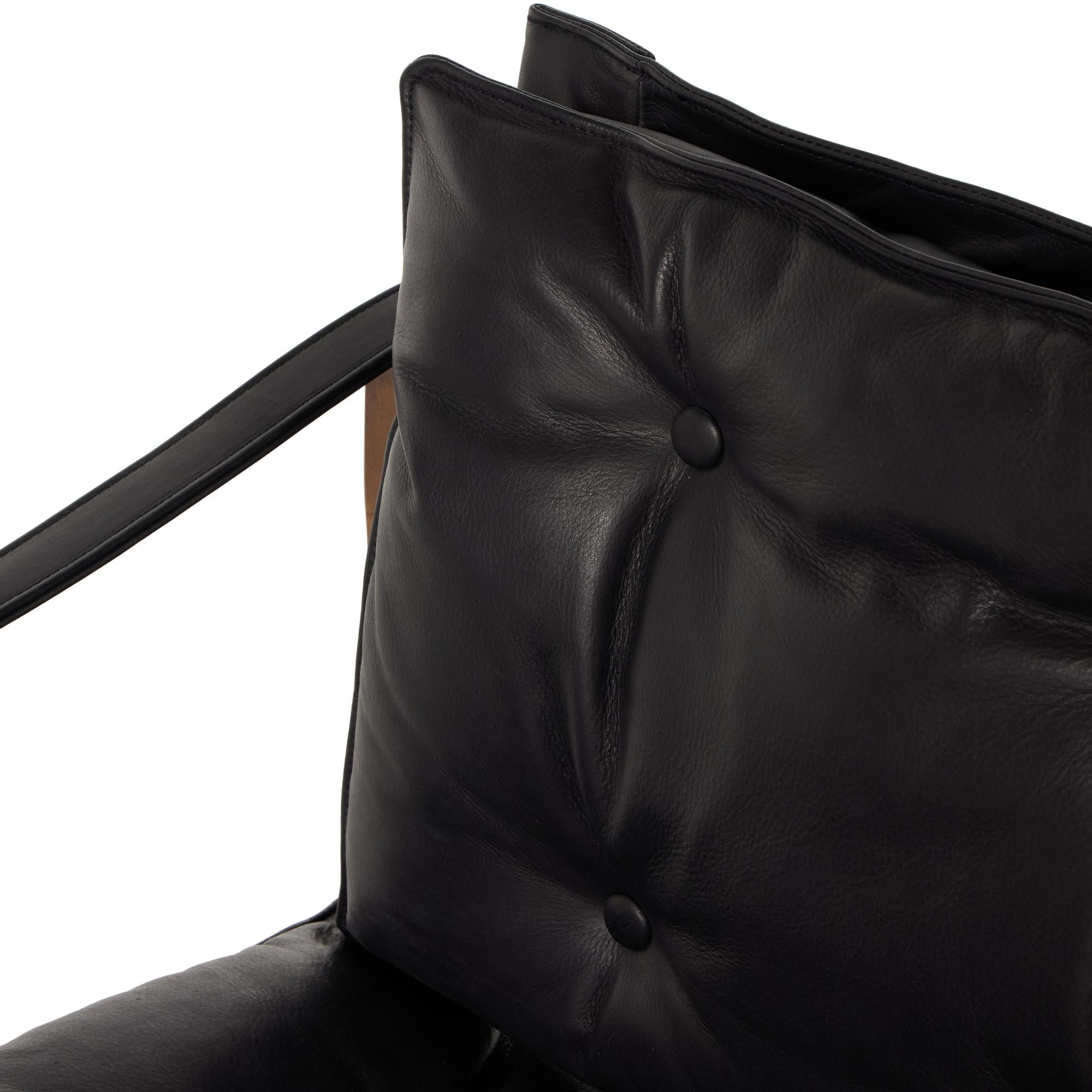 Flynn Chair heirloom black leather close up of back rest