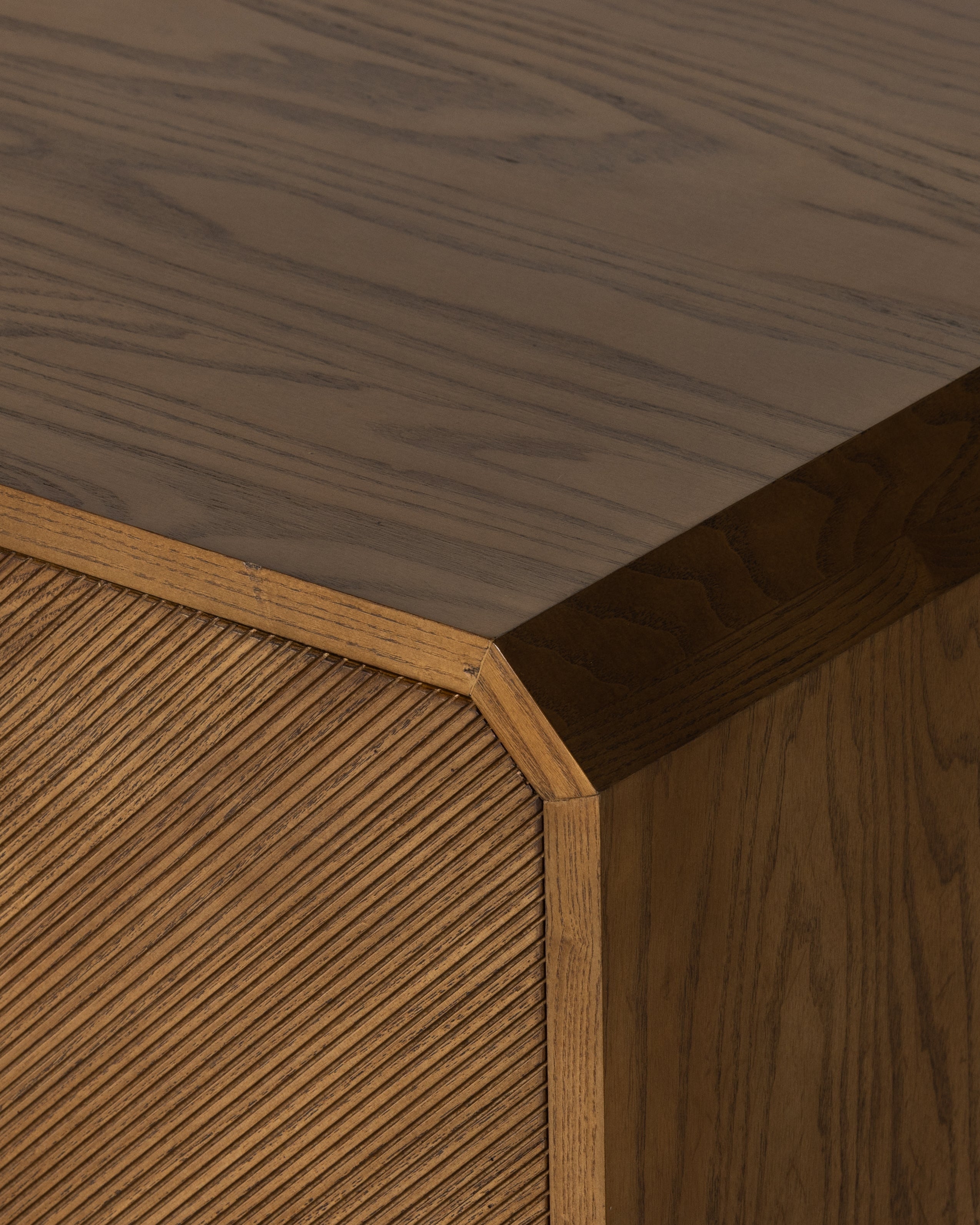 Dawn Media Console in Natural Ash corner