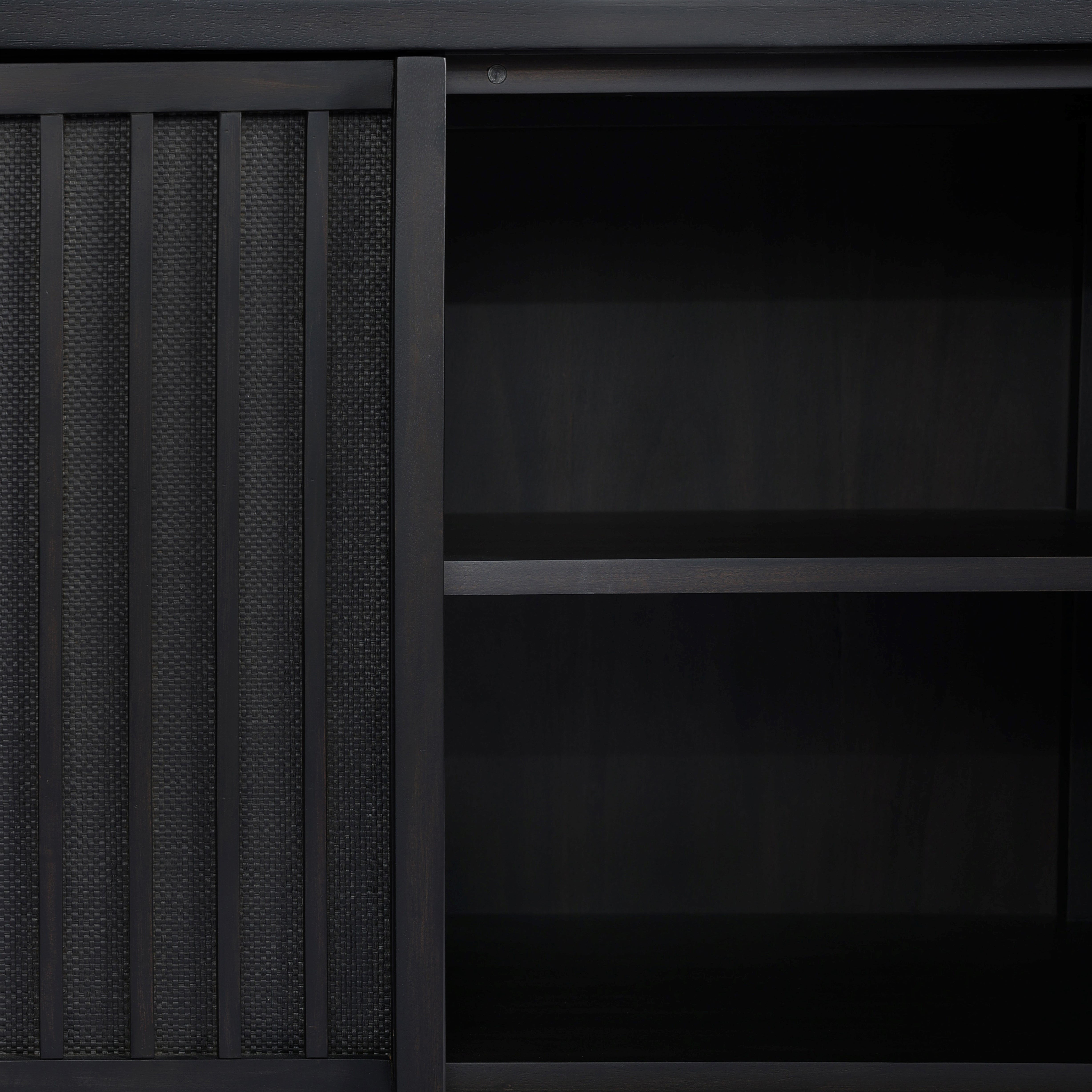 Jeffrey Media Console inside shown with door open on one side