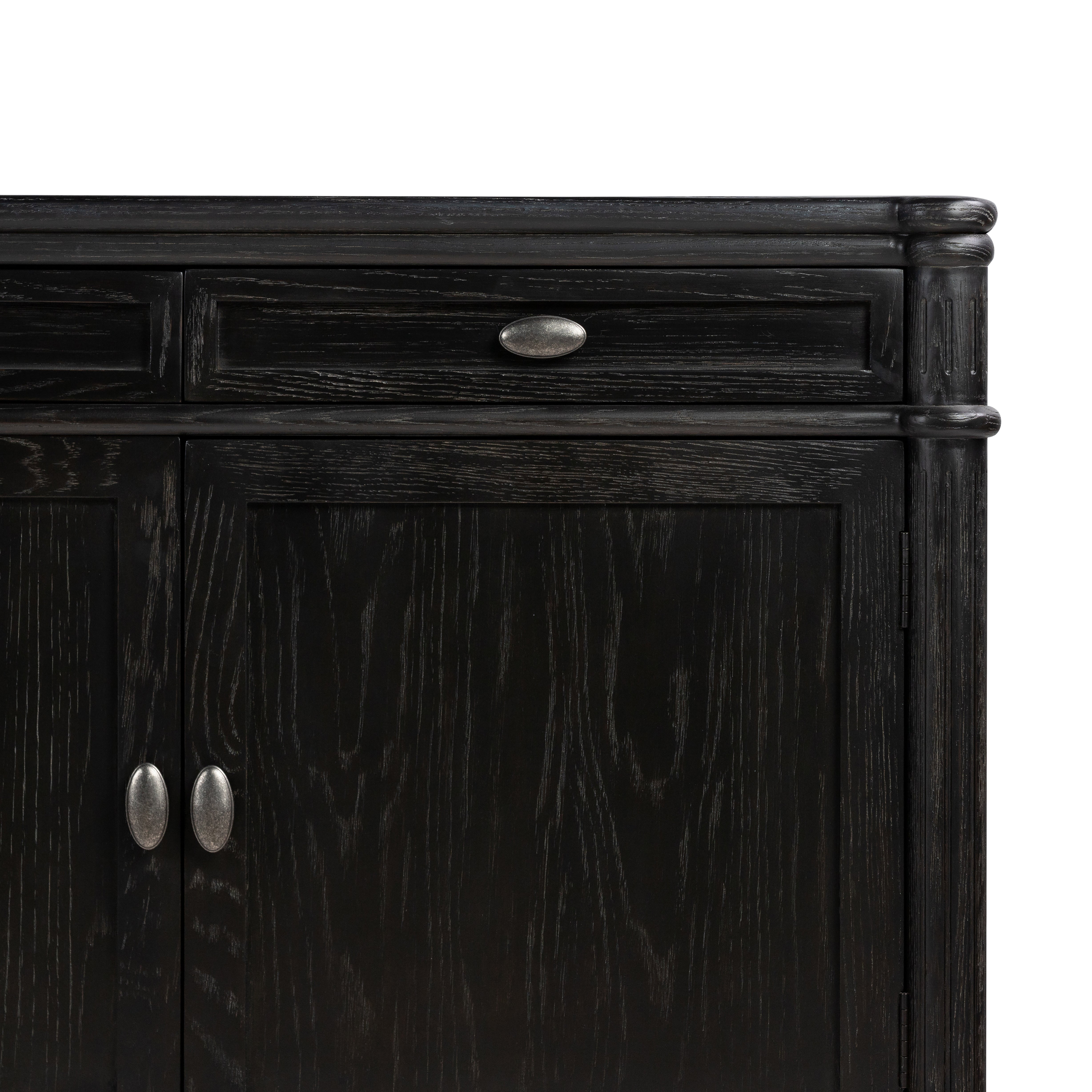Gabrielle Sideboard in Distressed Black corner front