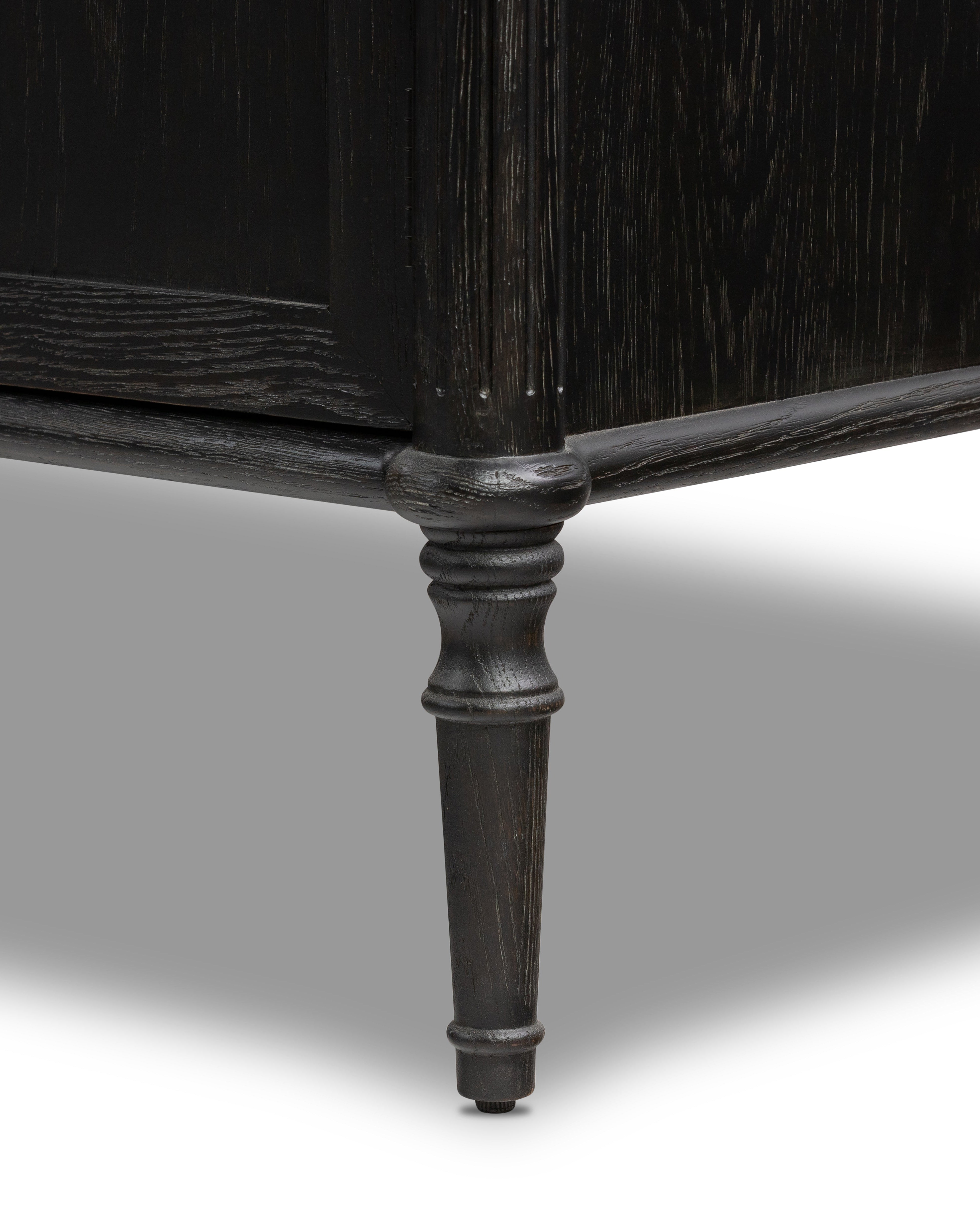 Gabrielle Sideboard in Distressed Black leg up close
