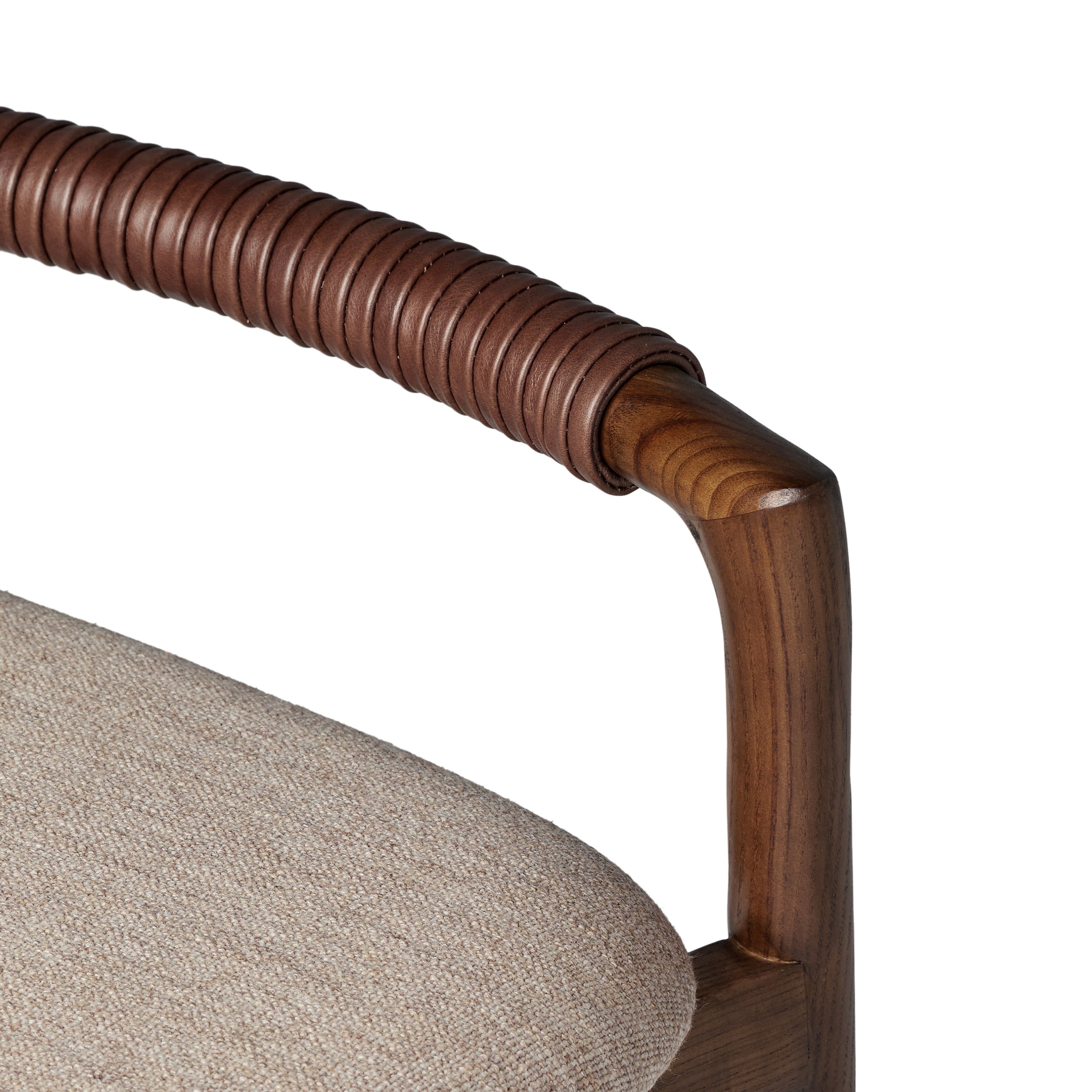 Brandon Bar Stool in Wheat arm up close