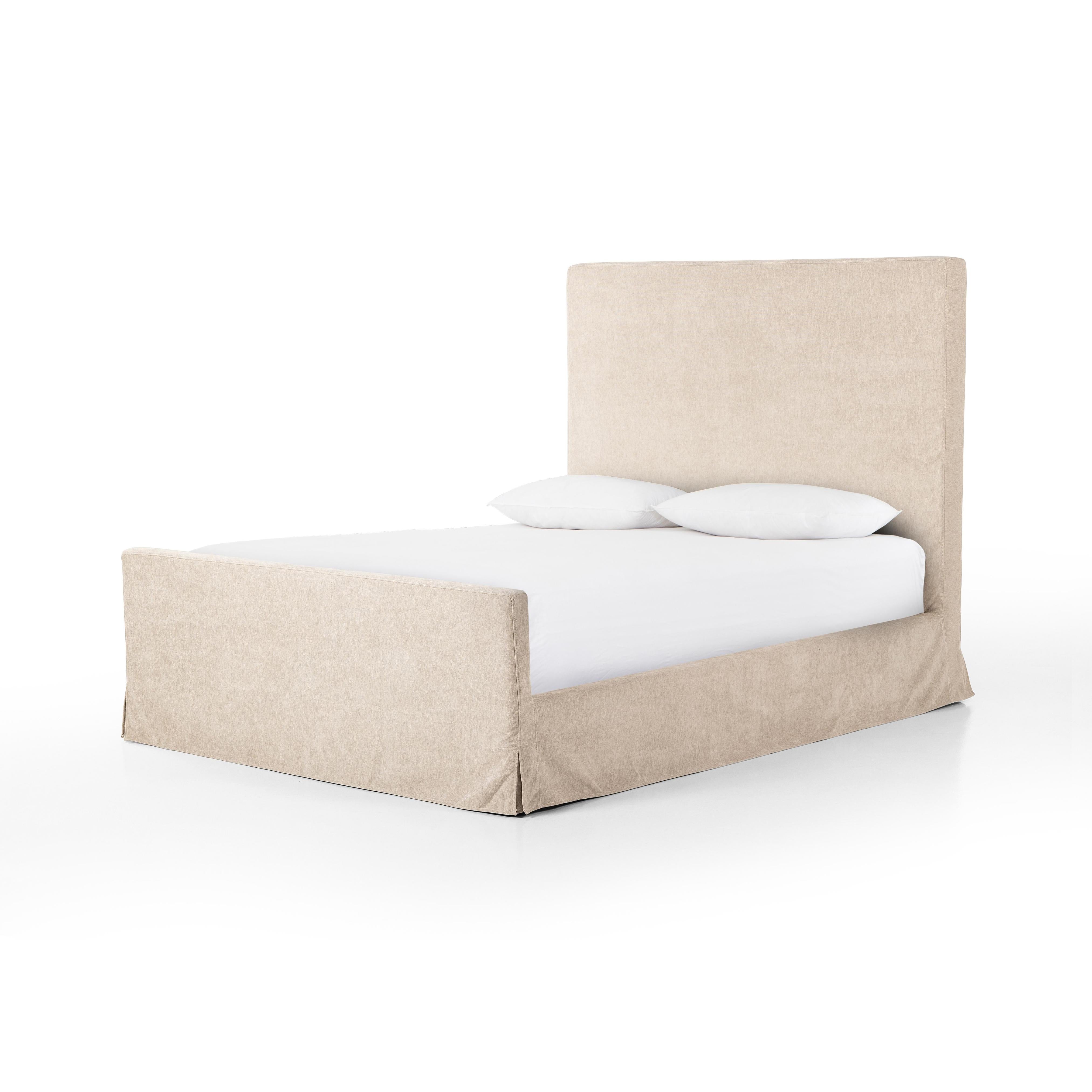 Sabine Slipcover Bed in Shell - angled