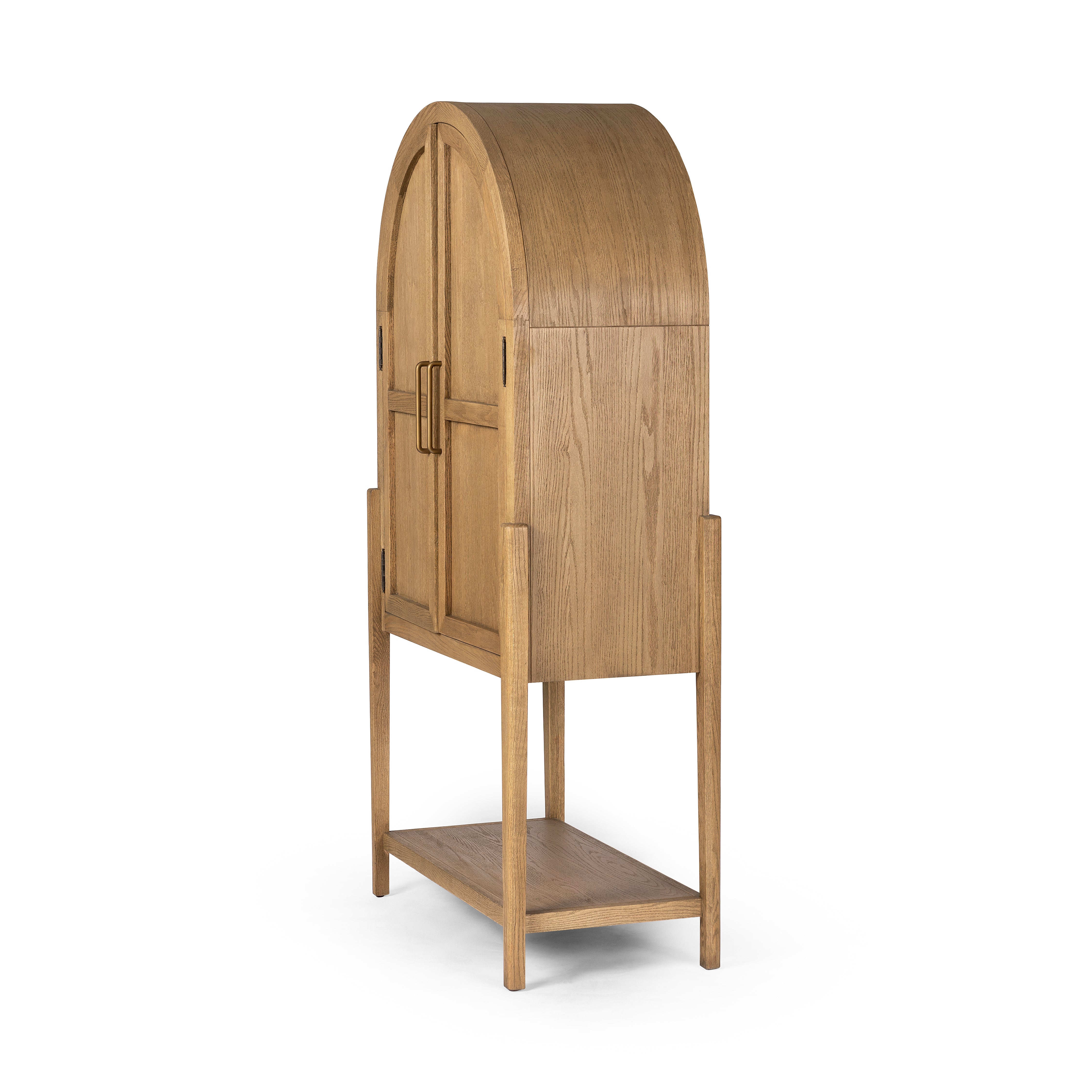 Drifted Oak Carraway Bar Cabinet side and front