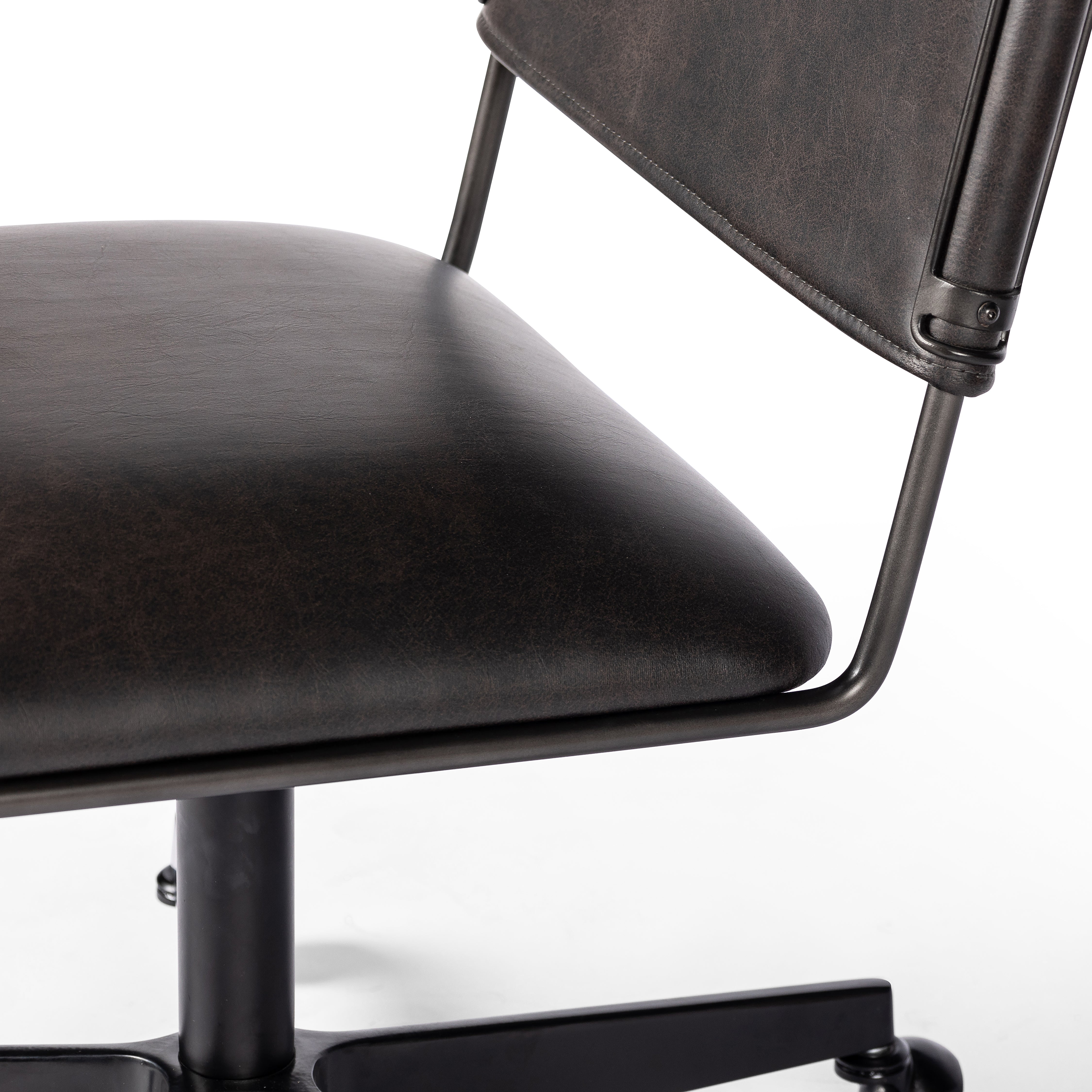 distressed black Jackson Desk Chair up close