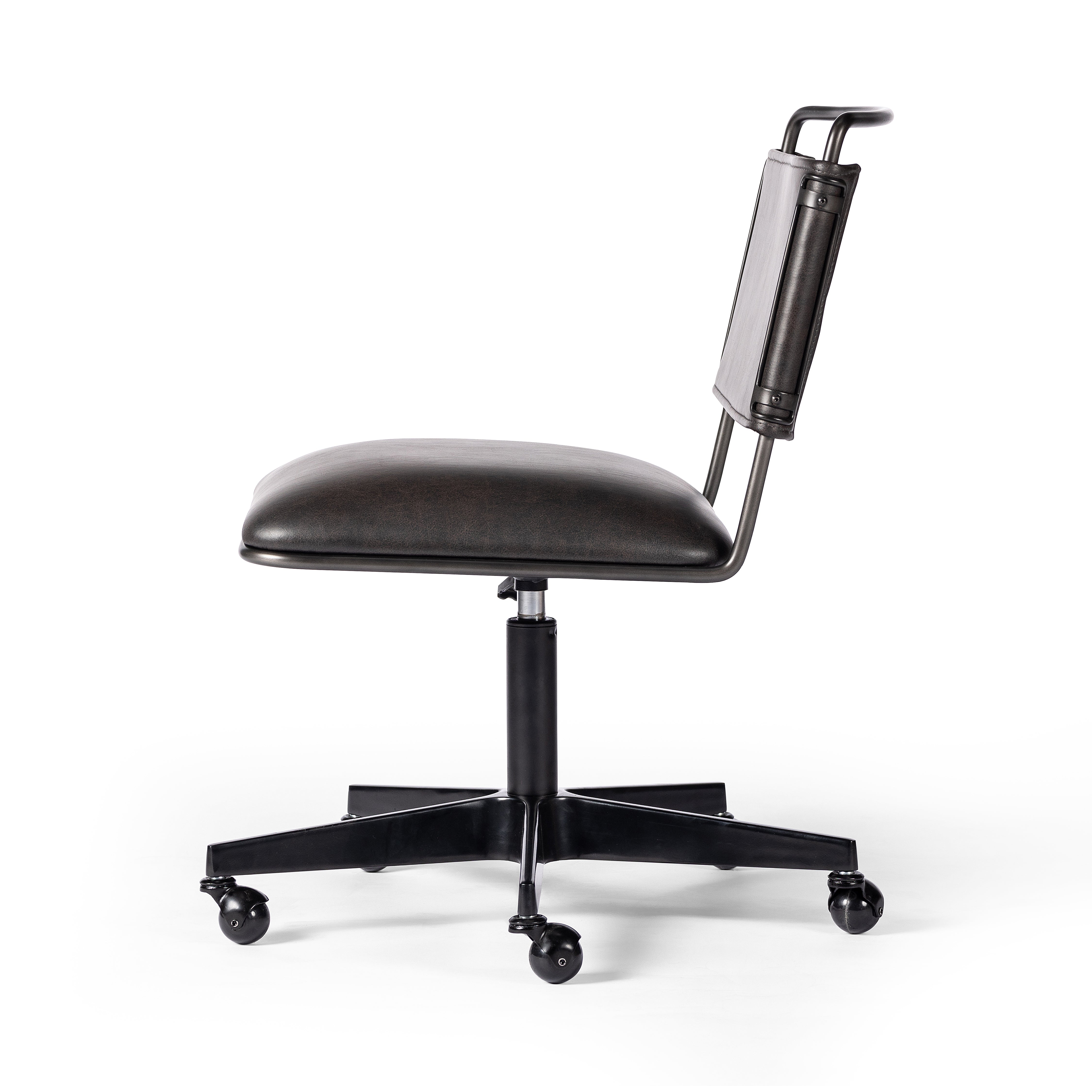 distressed black Jackson Desk Chair side