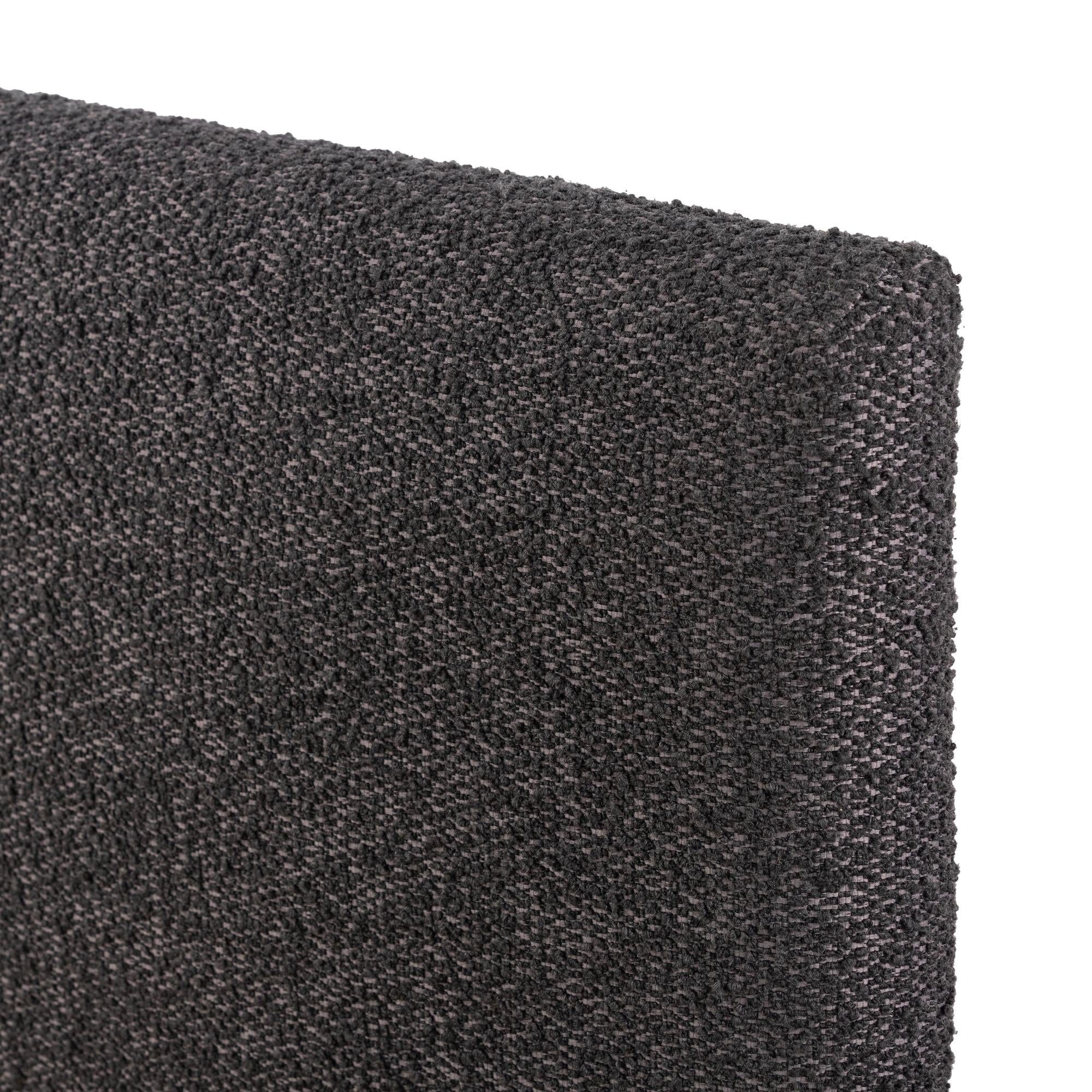 Darcy Bed charcoal boucle close up of headboard