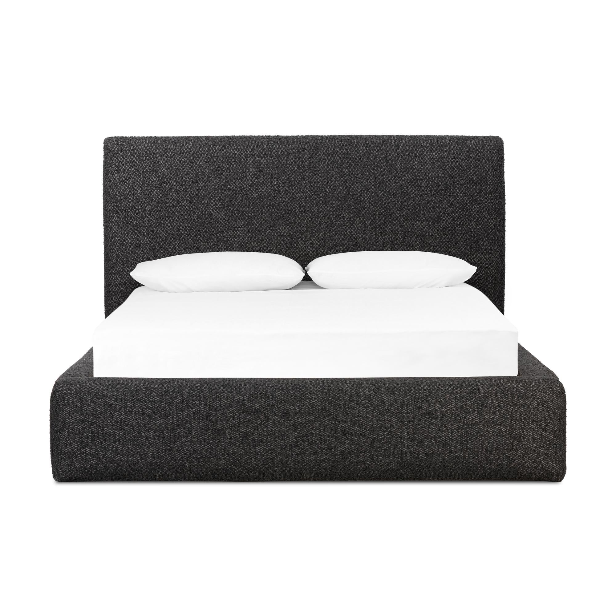Darcy Bed charcoal boucle front view
