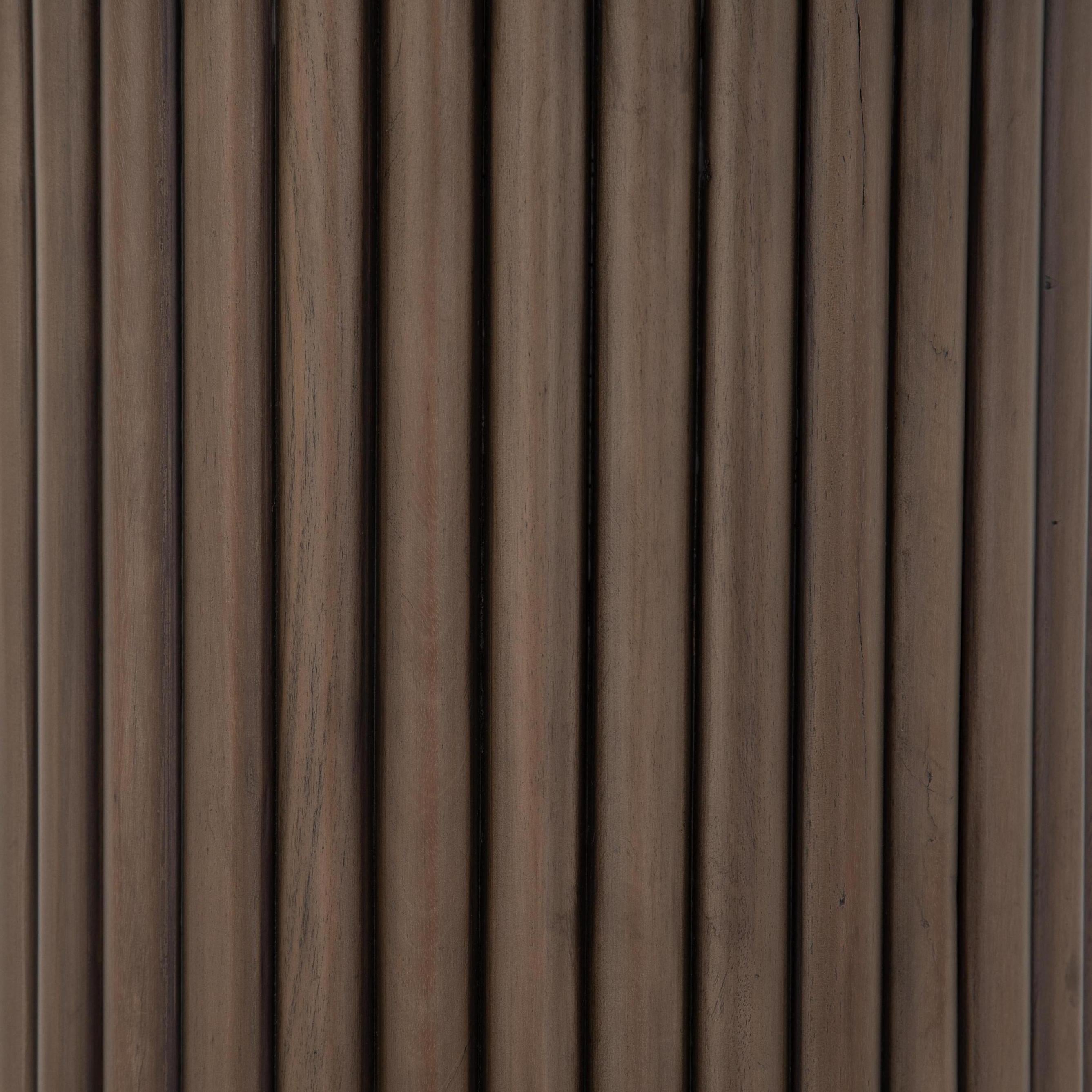 Paulo End Table close up of wood detail on the base of the table