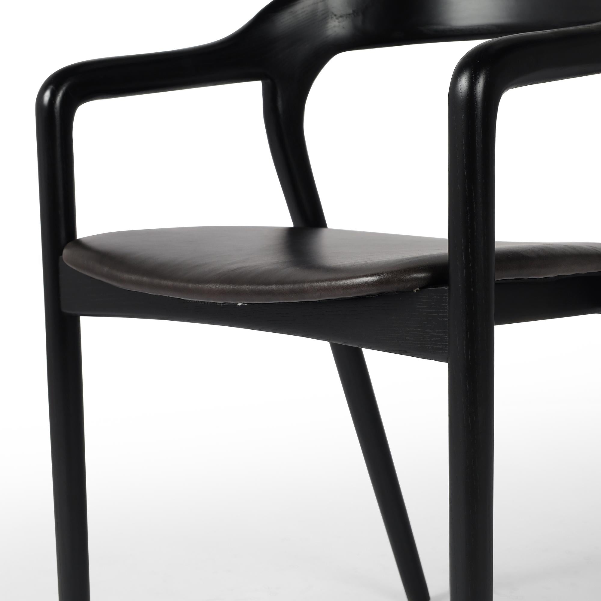 Leigh Dining Armchair in Sonoma black close up