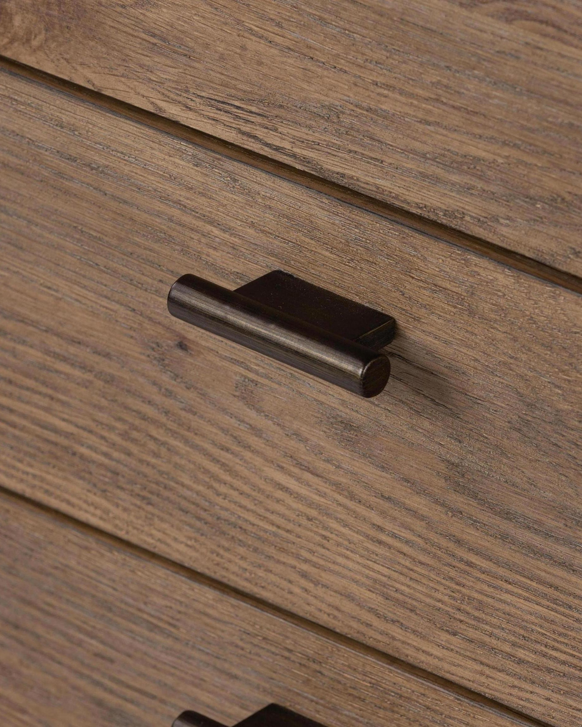Flint Nightstand close up of drawer handle