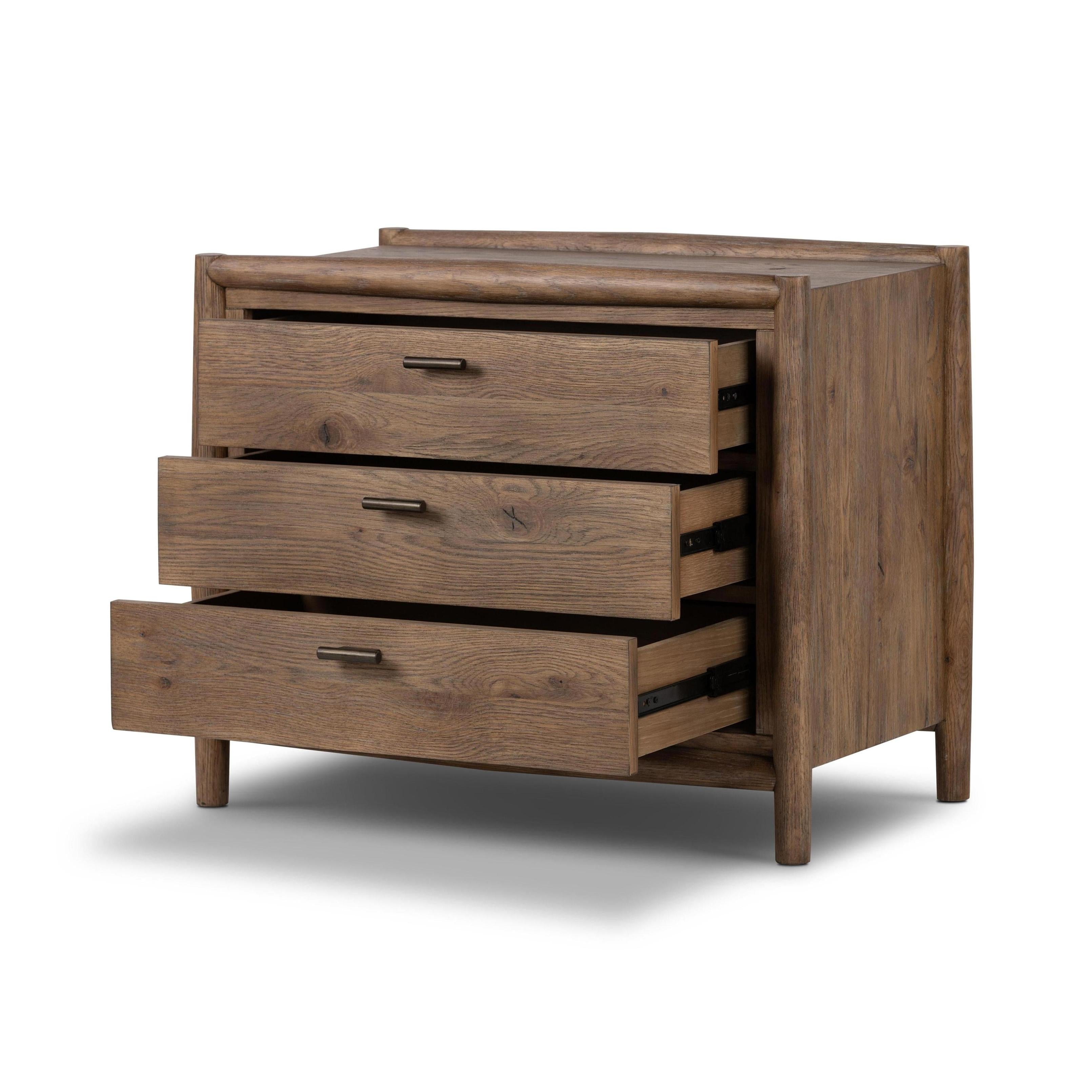 Flint Nightstand with drawers open