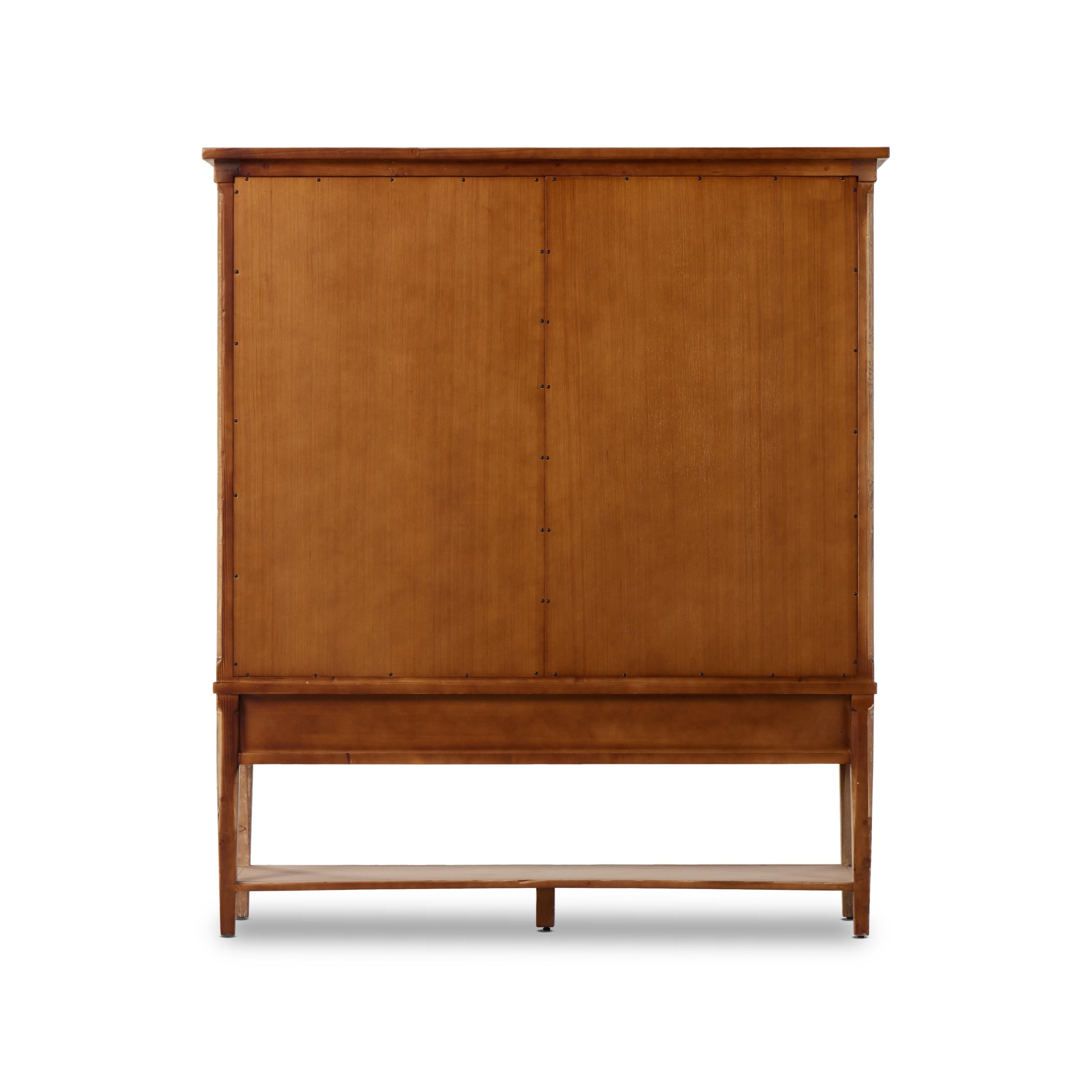 Hurston Wide Cabinet in aged light pine back view