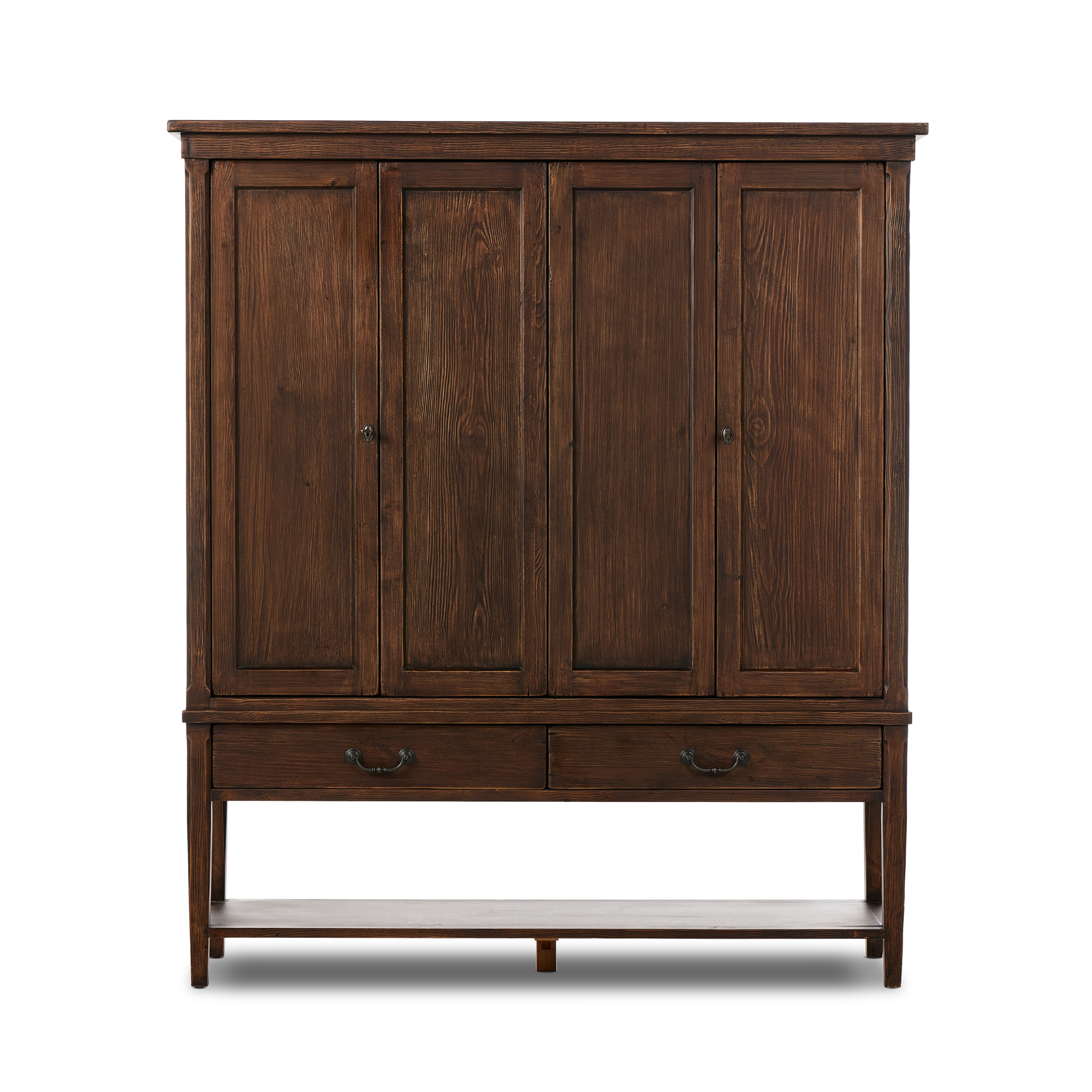 Hurston Wide Cabinet in aged pine front