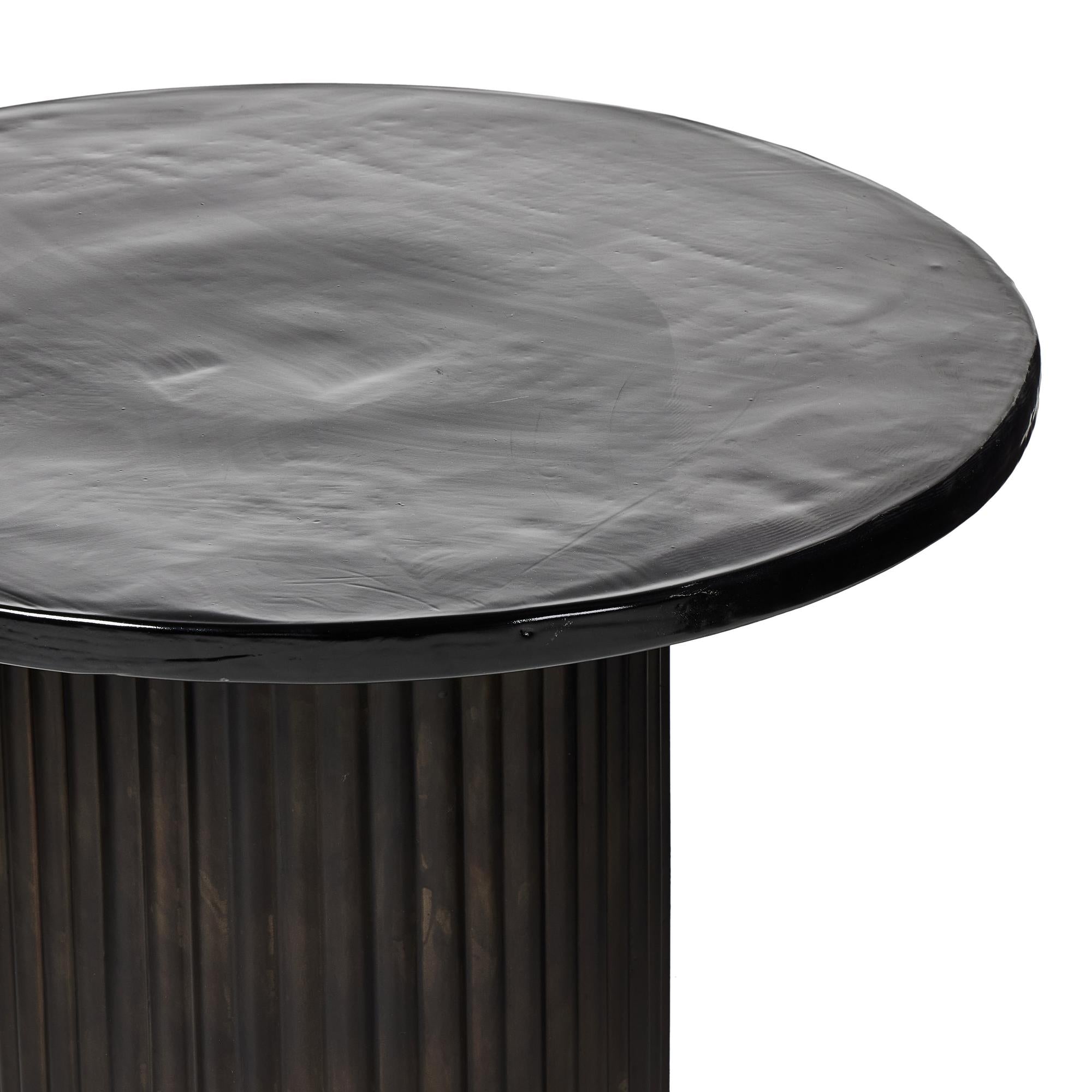 Madden Smoked Glass End Table close up