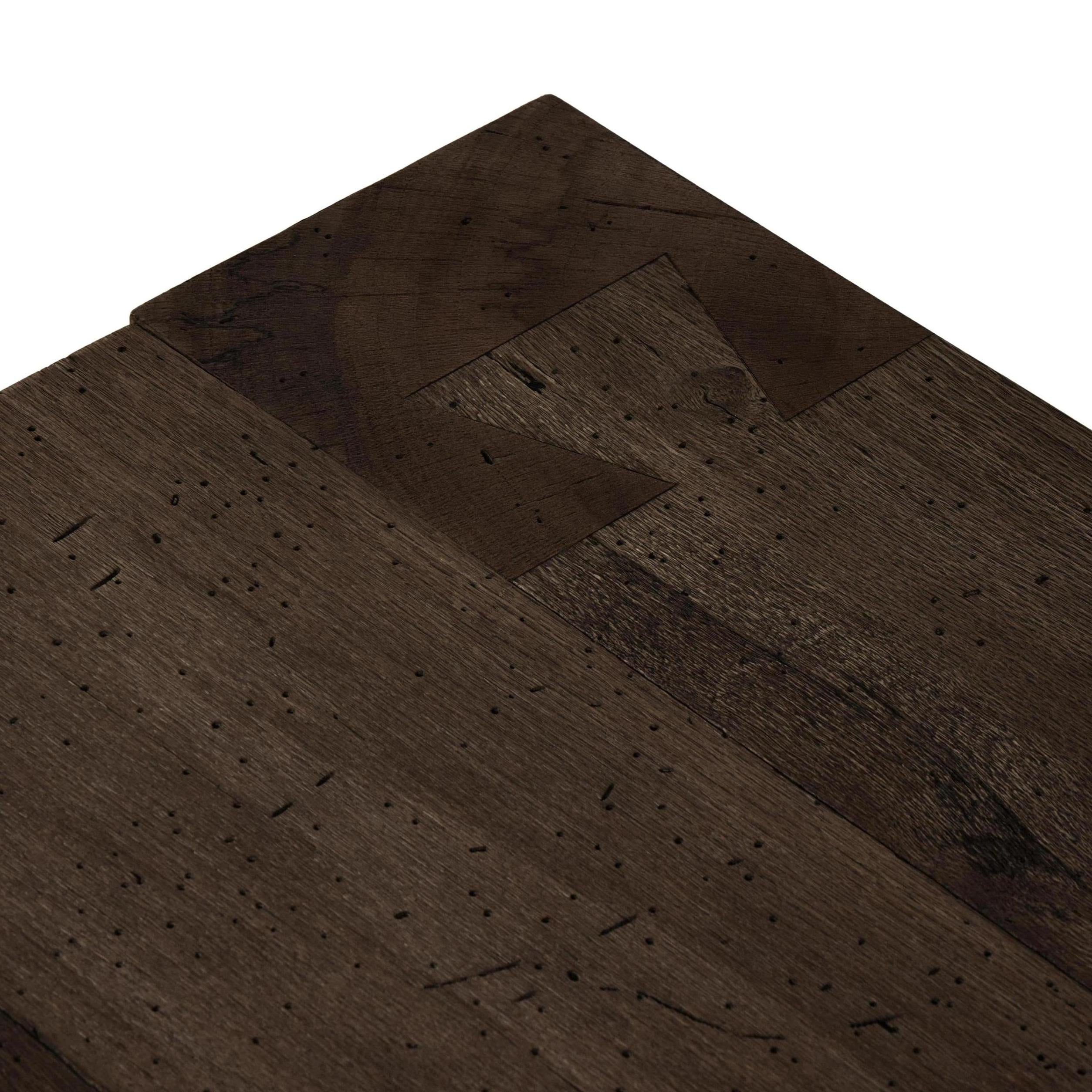 Powell Rectangular Coffee Table in ebony oak close up of corner of table
