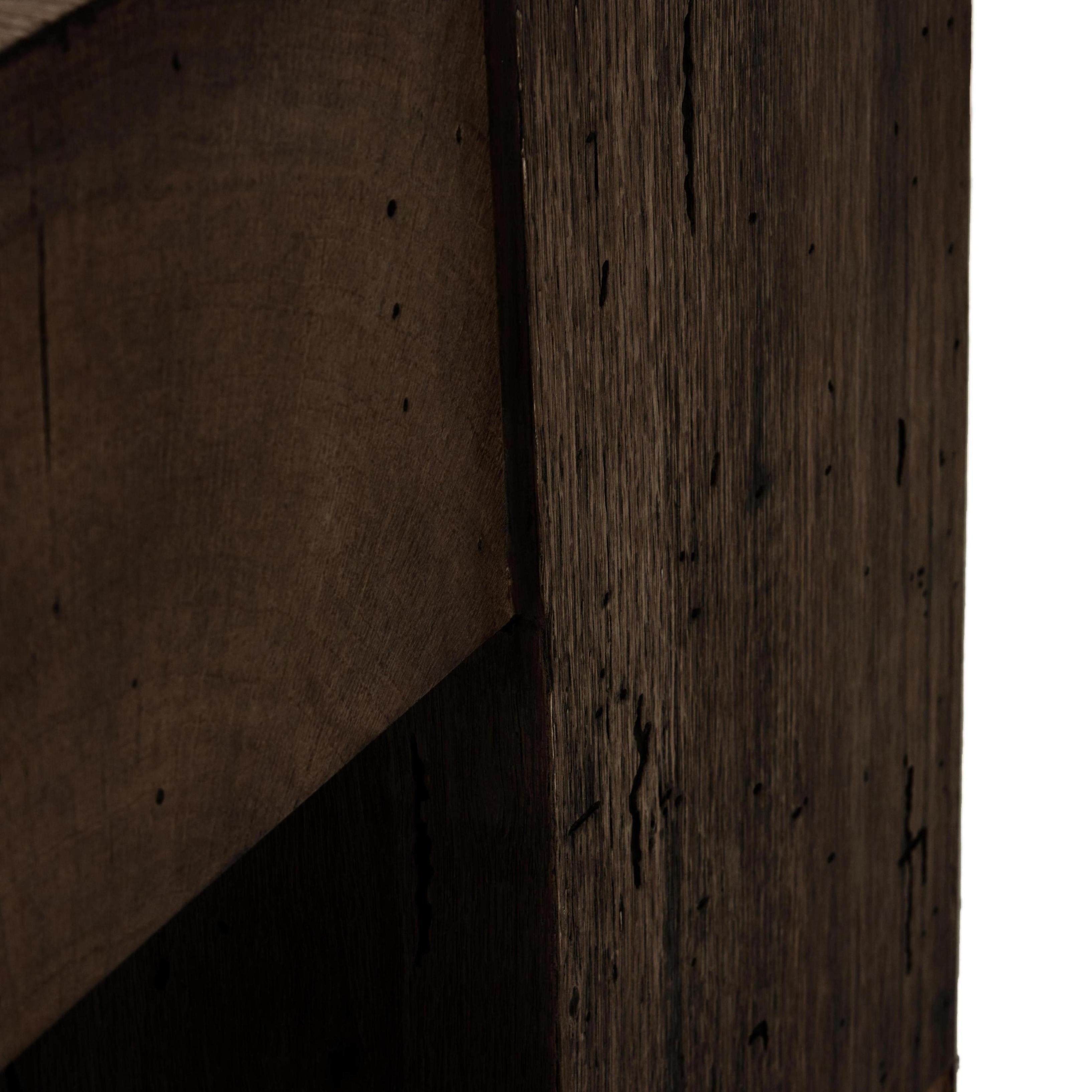 Powell Rectangular Coffee Table in ebony oak close up of wood detail on table leg