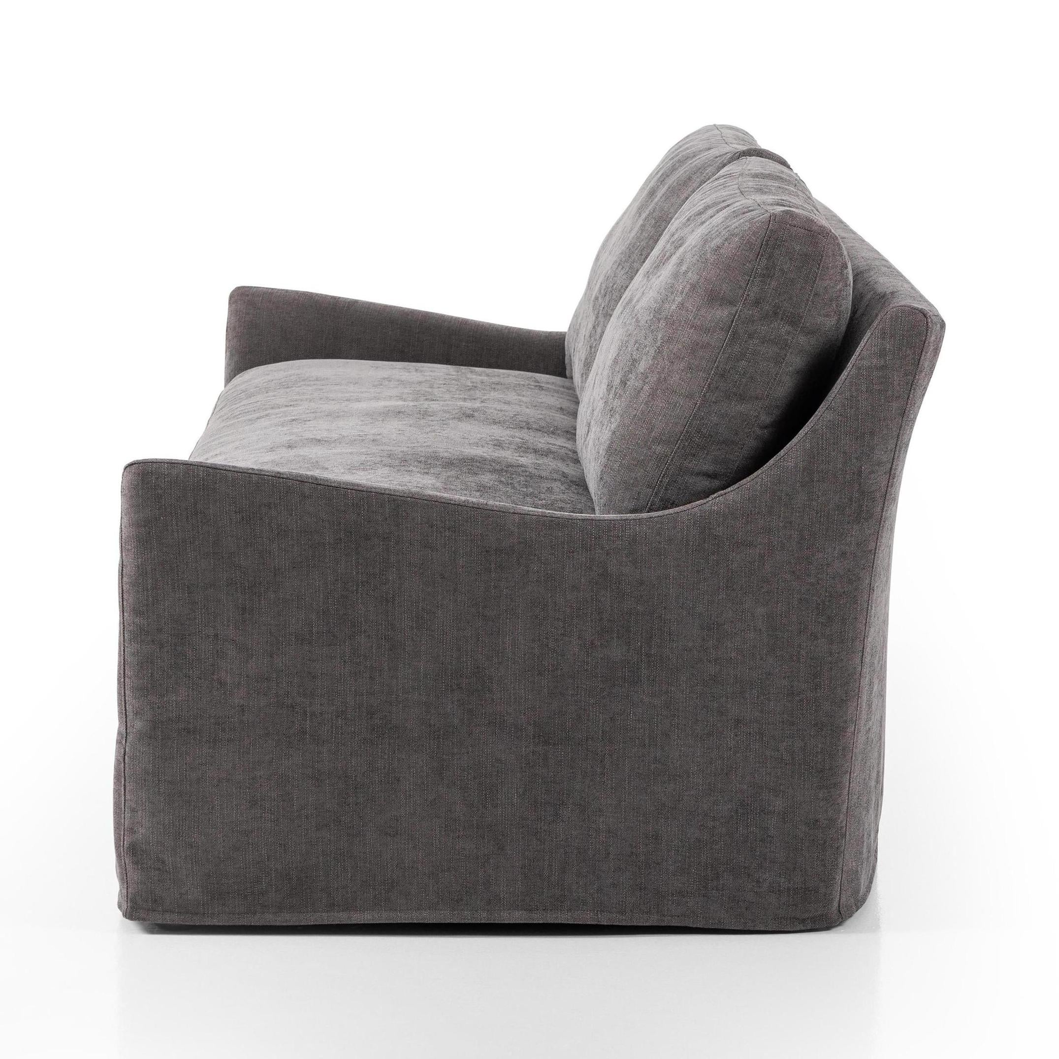 Sabine Slipcover Sofa - smoke - side view