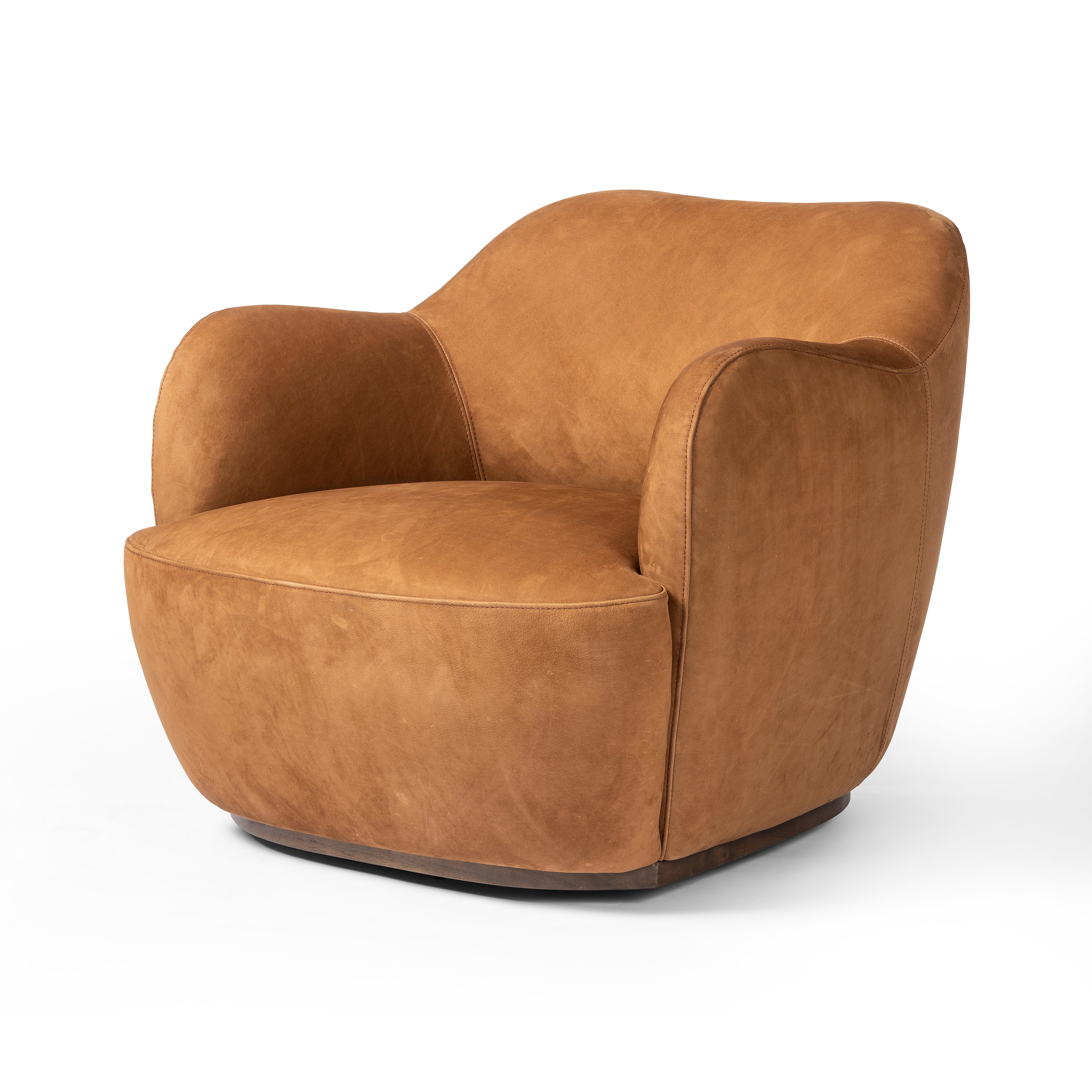 Nubuck Cognac Caesar Swivel Chair