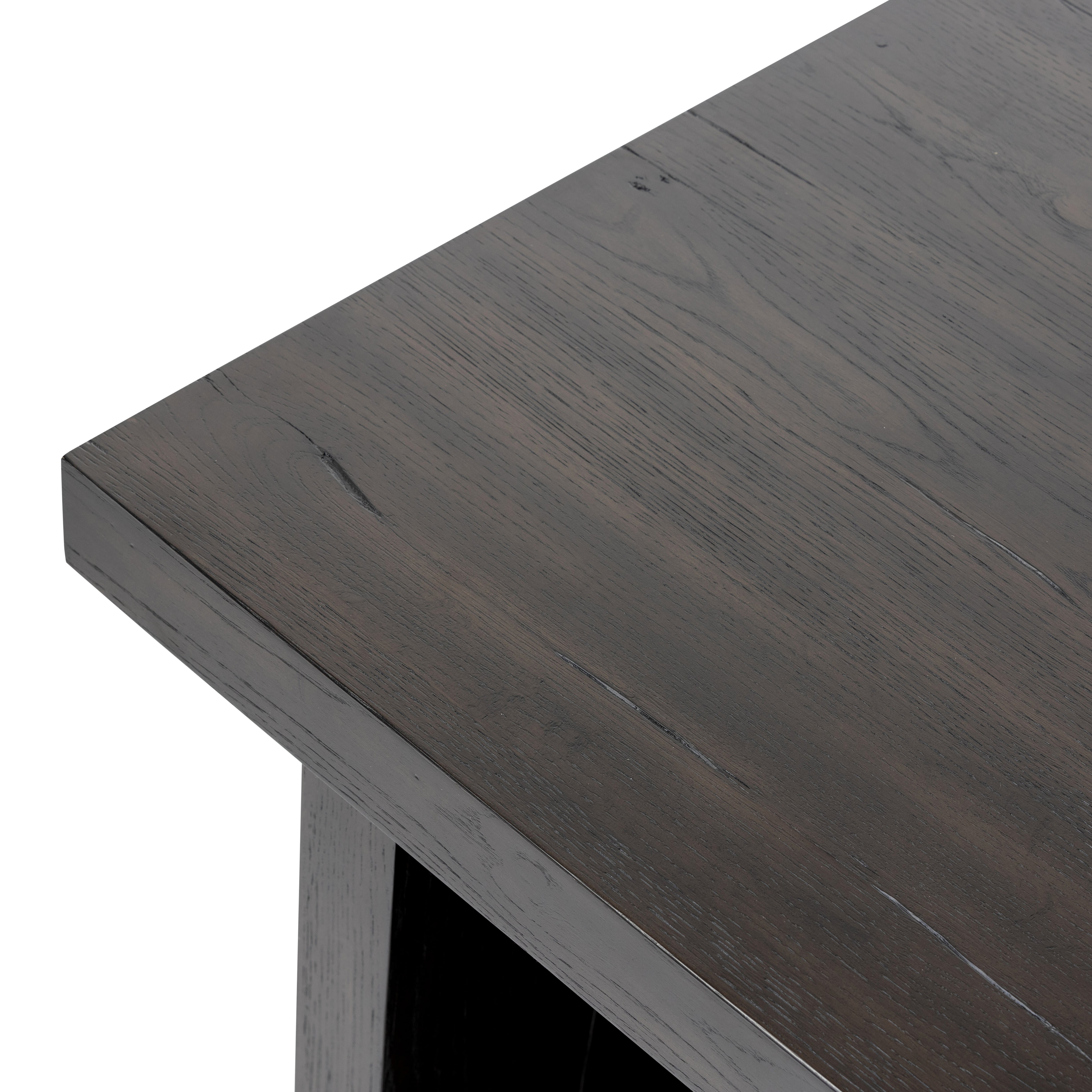 Smoked Black Edison End Table top corner up close