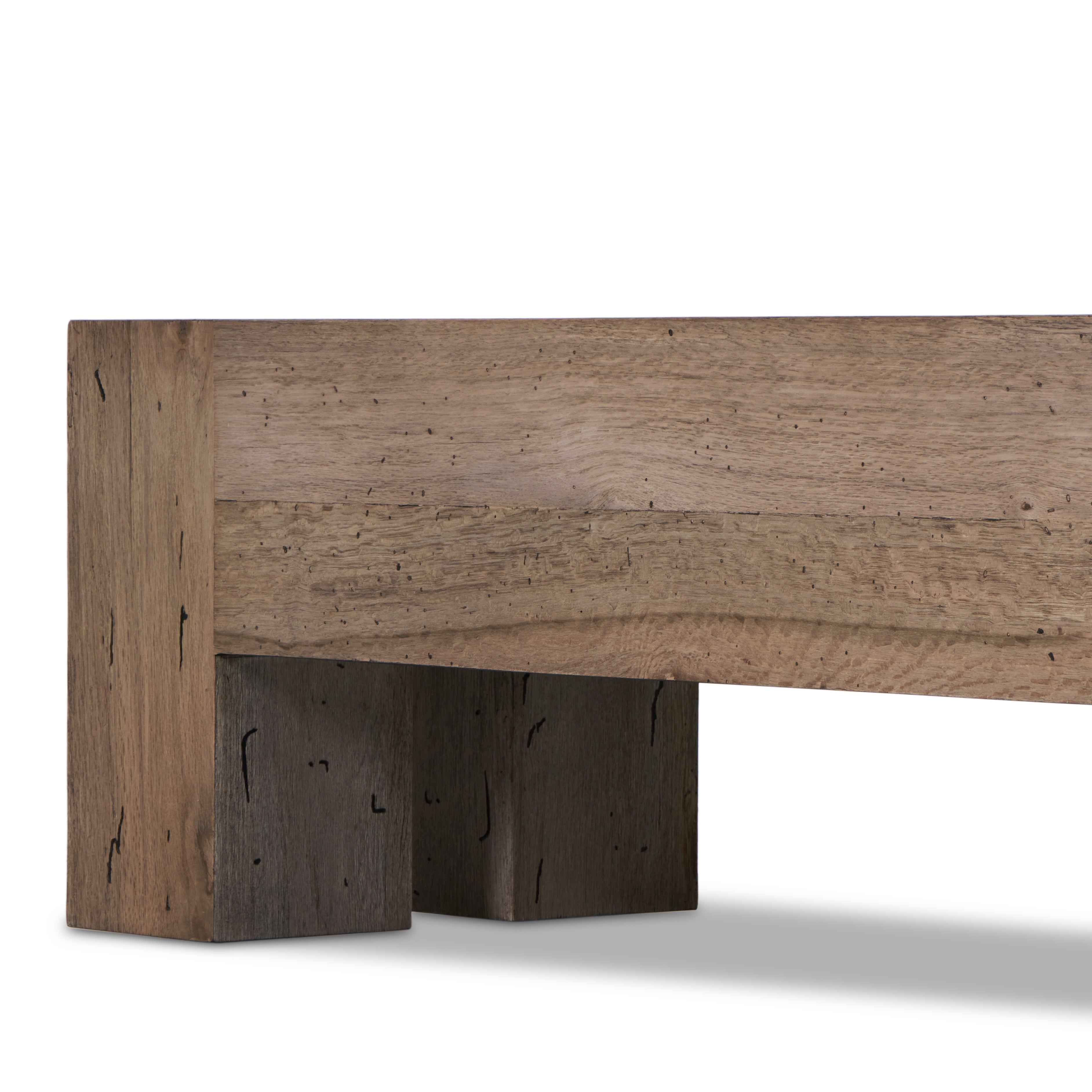 Powell Large Accent Bench in Rustic Oak color interior of feet 
