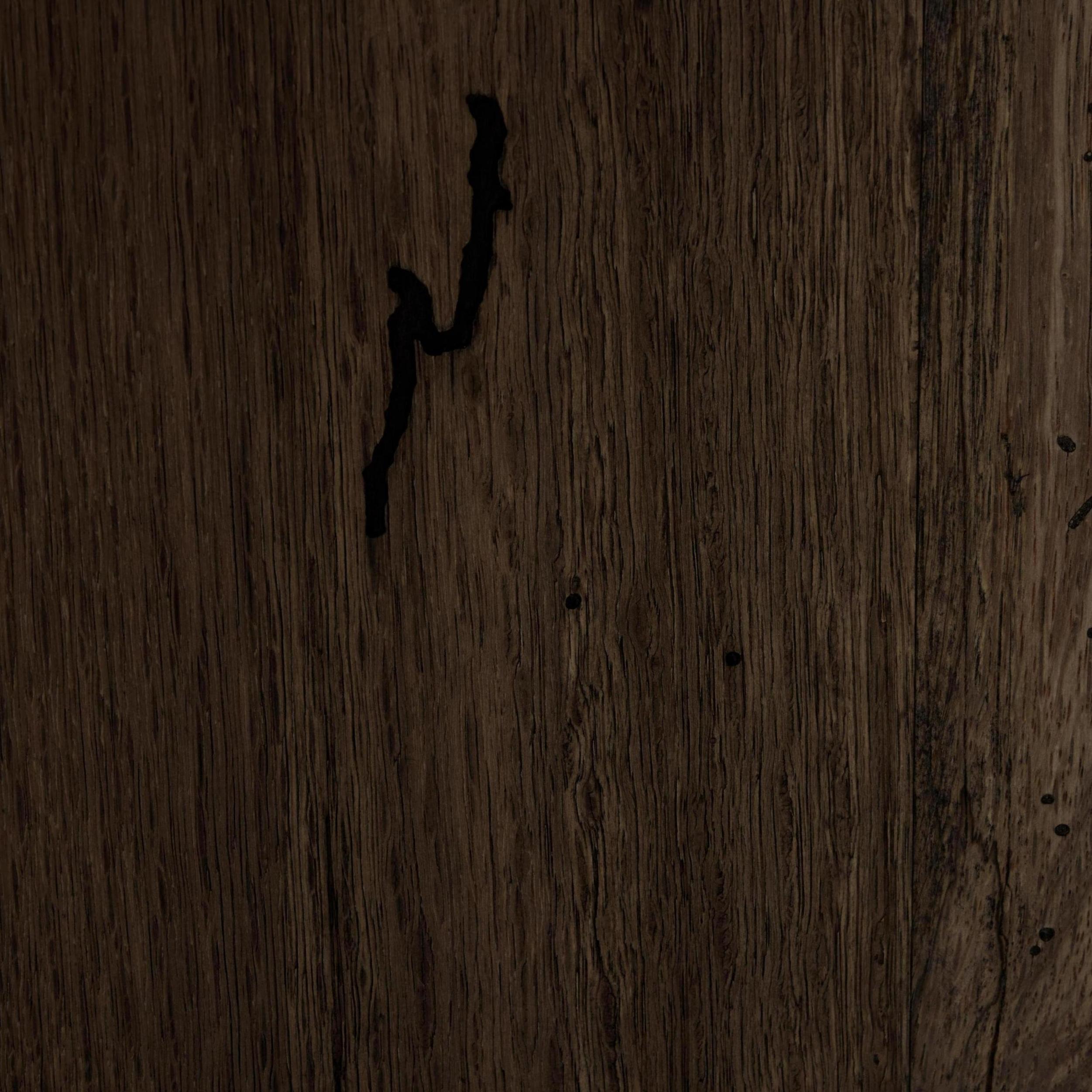 Powell Large Accent Bench in ebony oak close up of wood detail