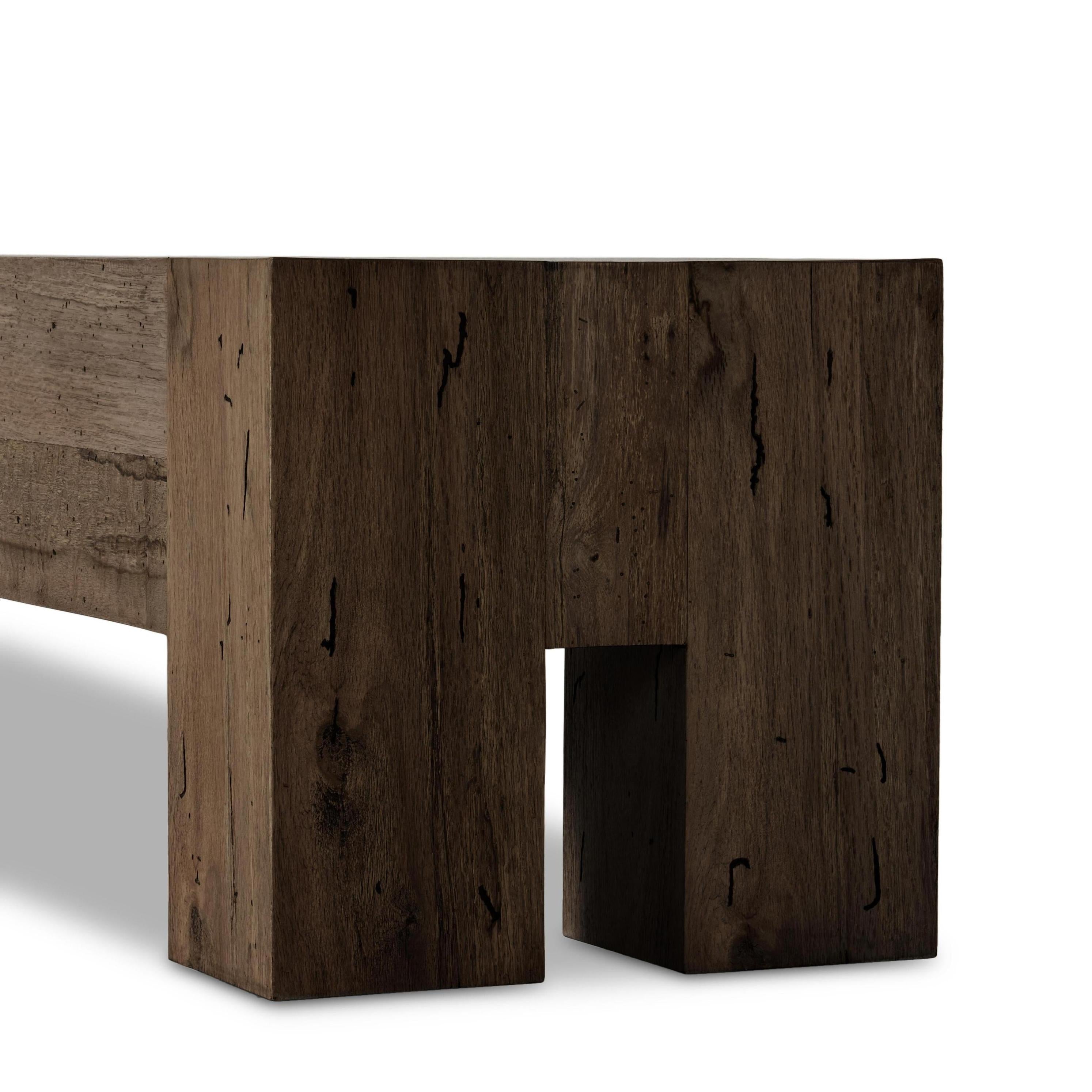 Powell Large Accent Bench in ebony oak close up of legs