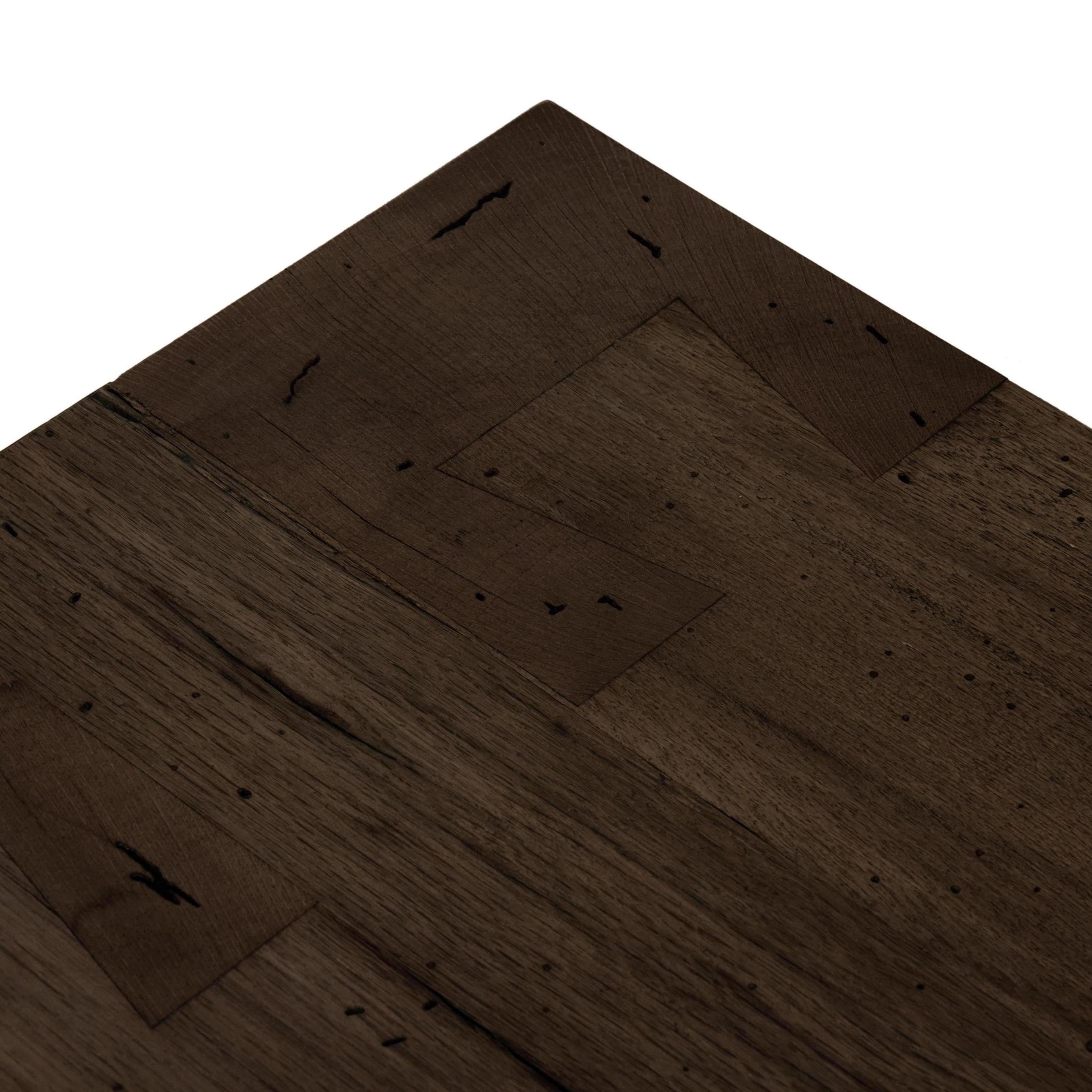 Powell Large Accent Bench in ebony oak close up of corner of bench