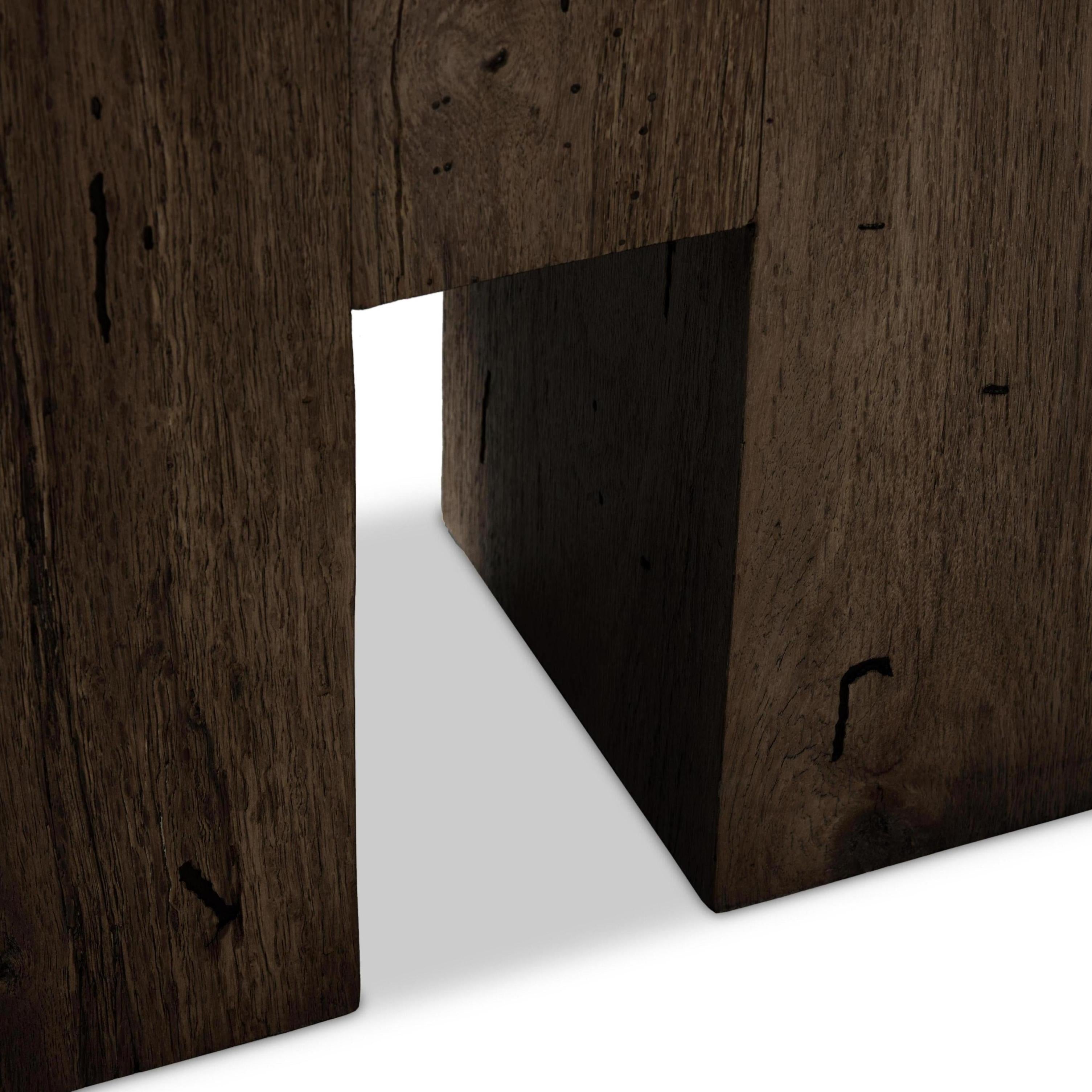 Powell Large Accent Bench in ebony oak close up of bench legs