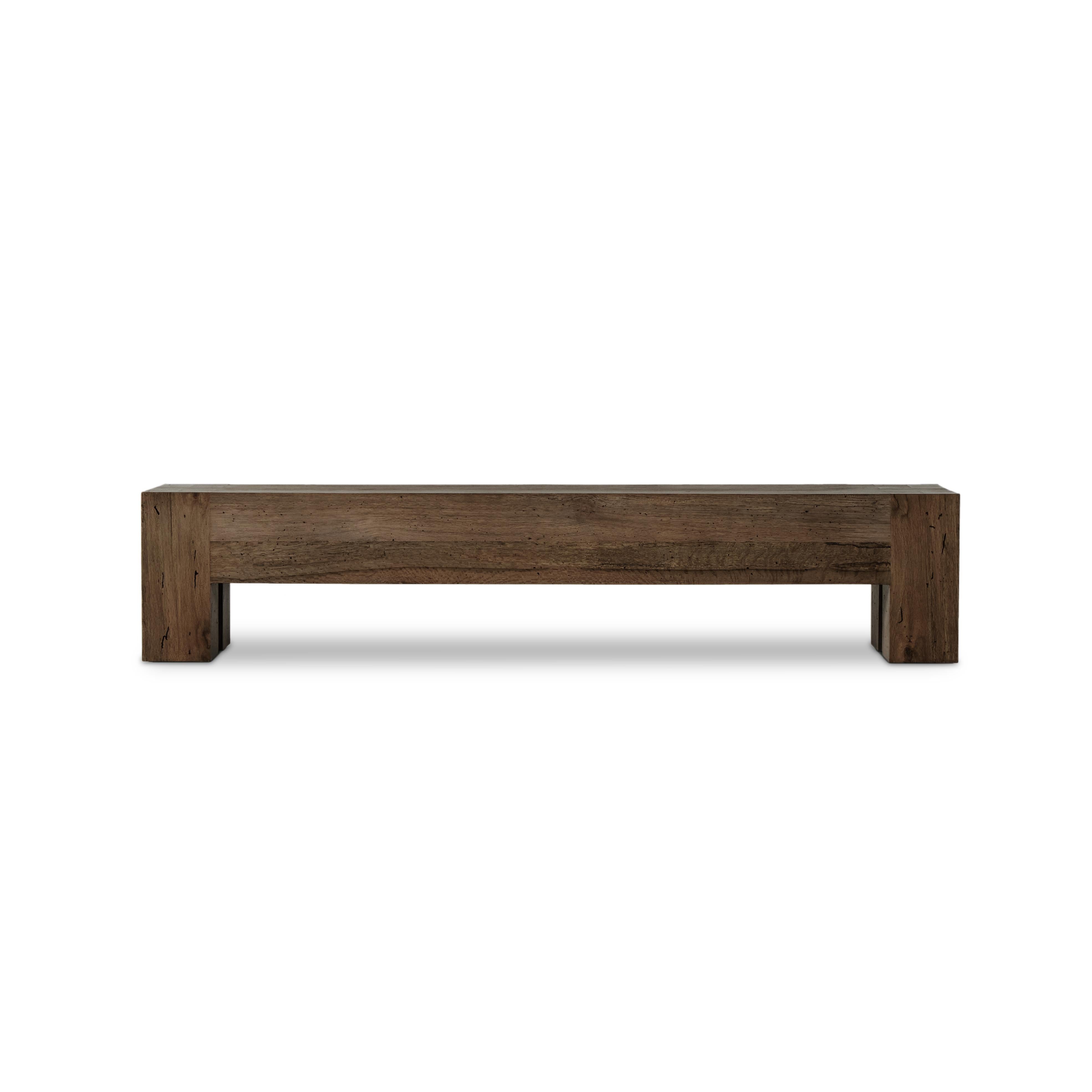 Powell Large Accent Bench in ebony oak front view