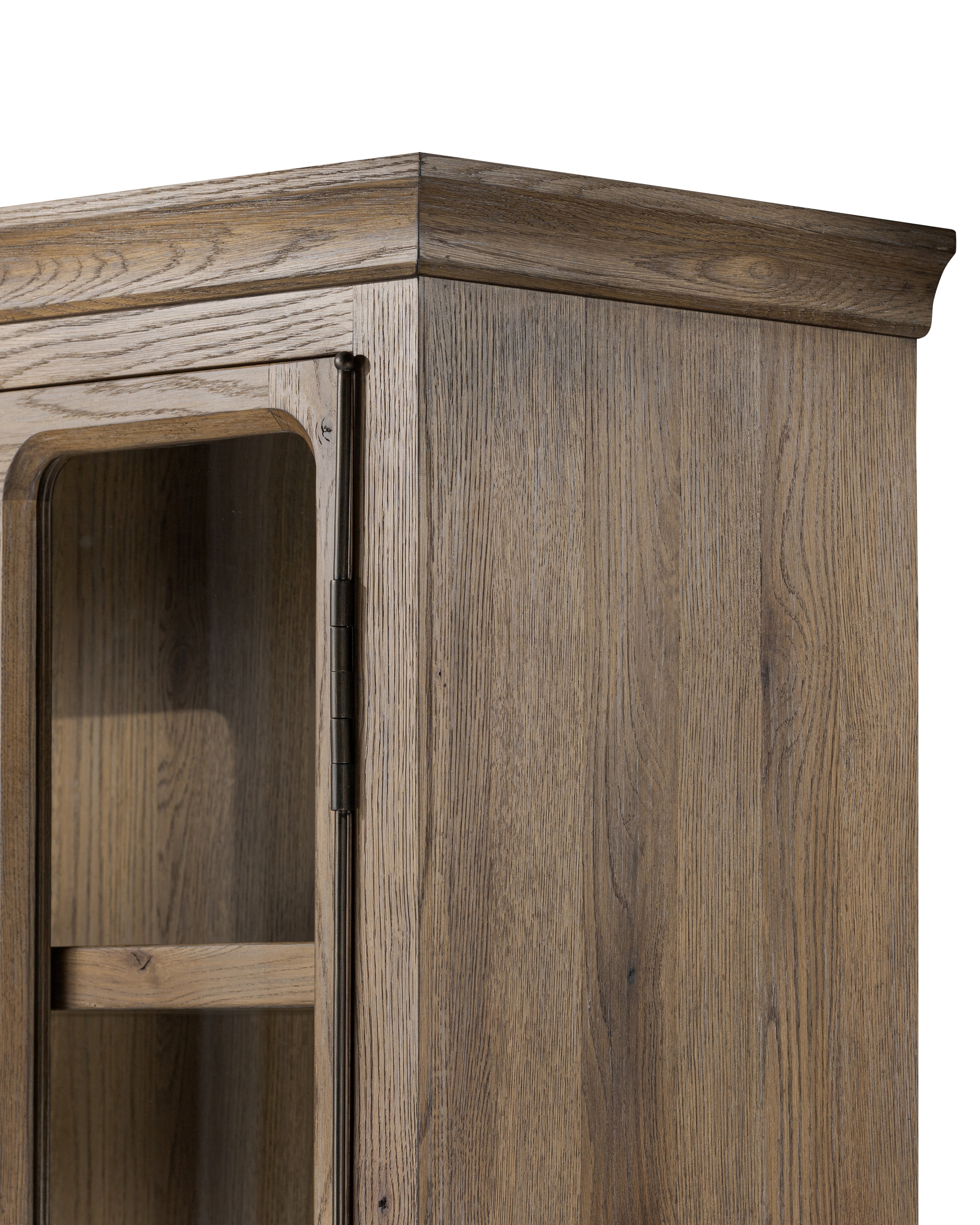 Weathered Oak Potter Cabinet top corner front