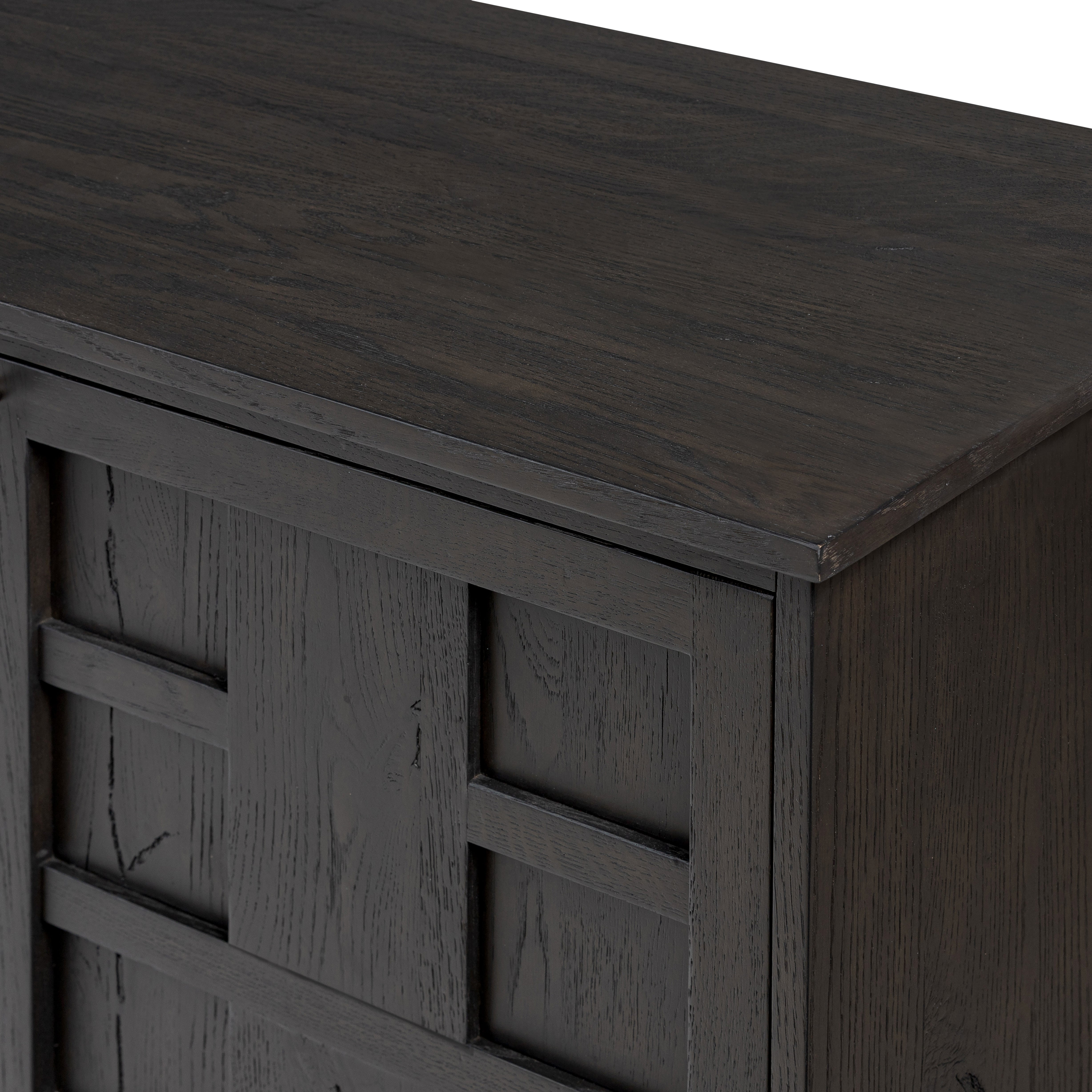 Smoked Black Cara Sideboard top and corner up close
